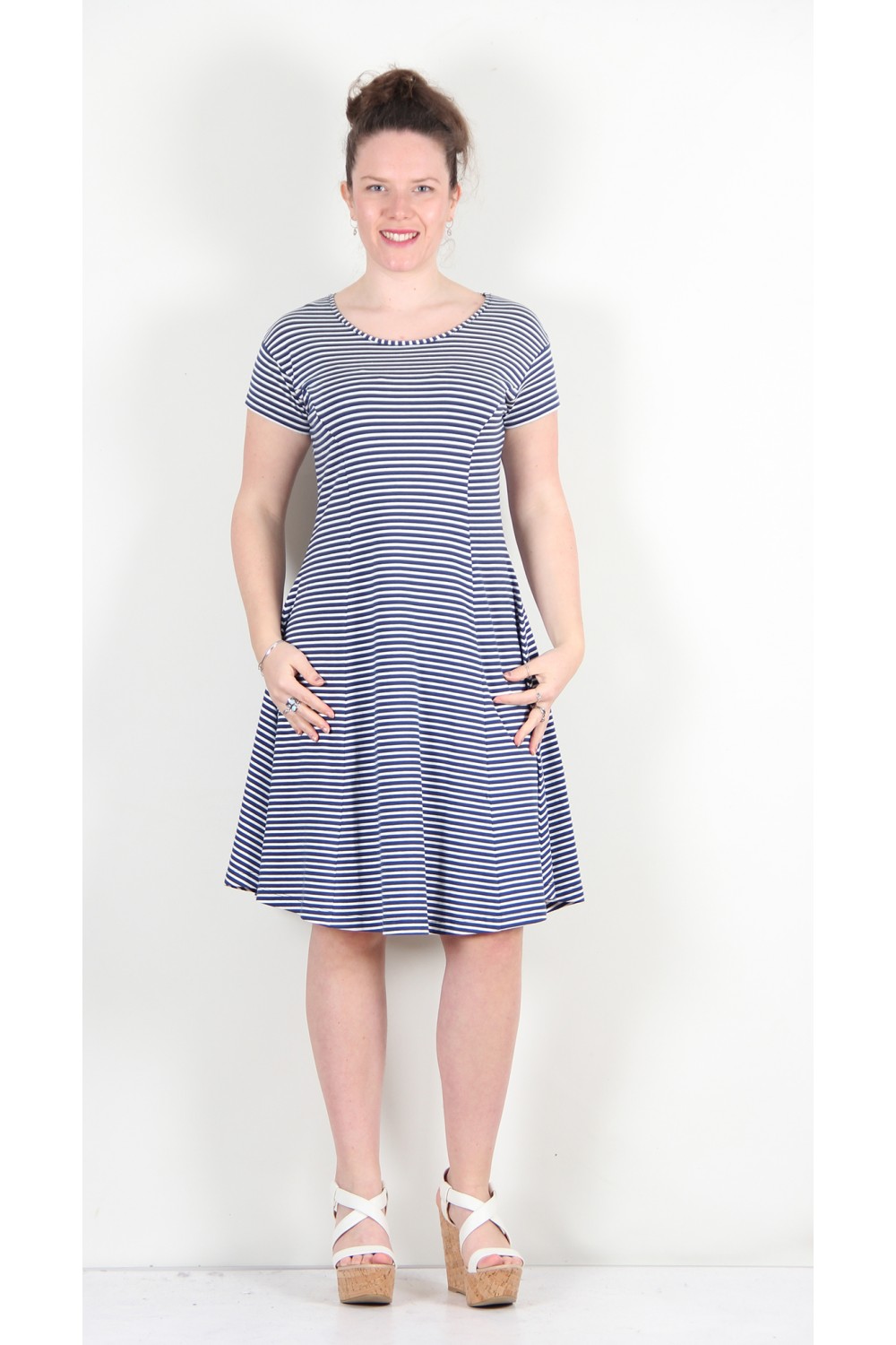 Mansted Lucie Stripe Dress Midnight