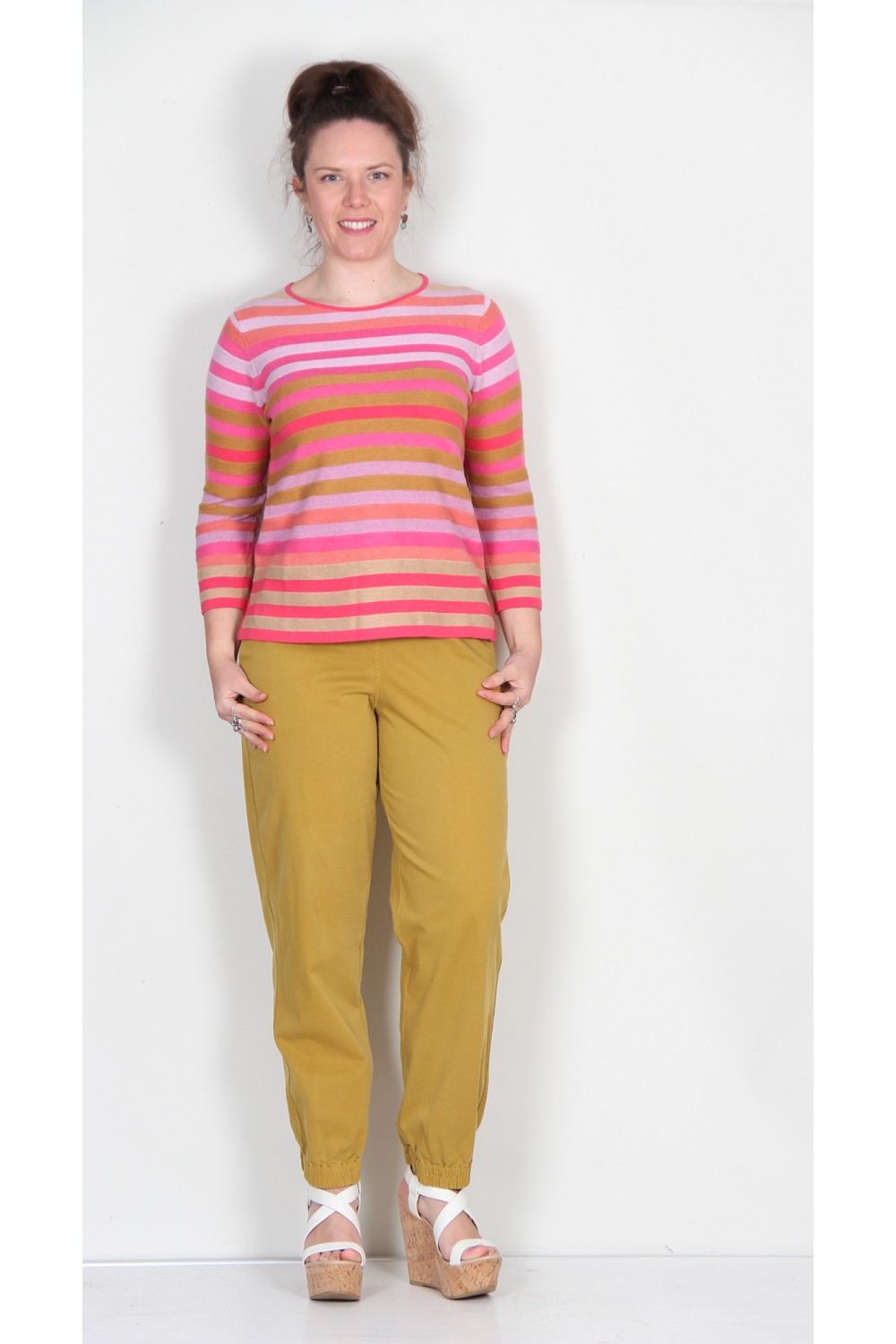 Mansted Franca Eco Cotton Raised Stipe Knit Raspberry