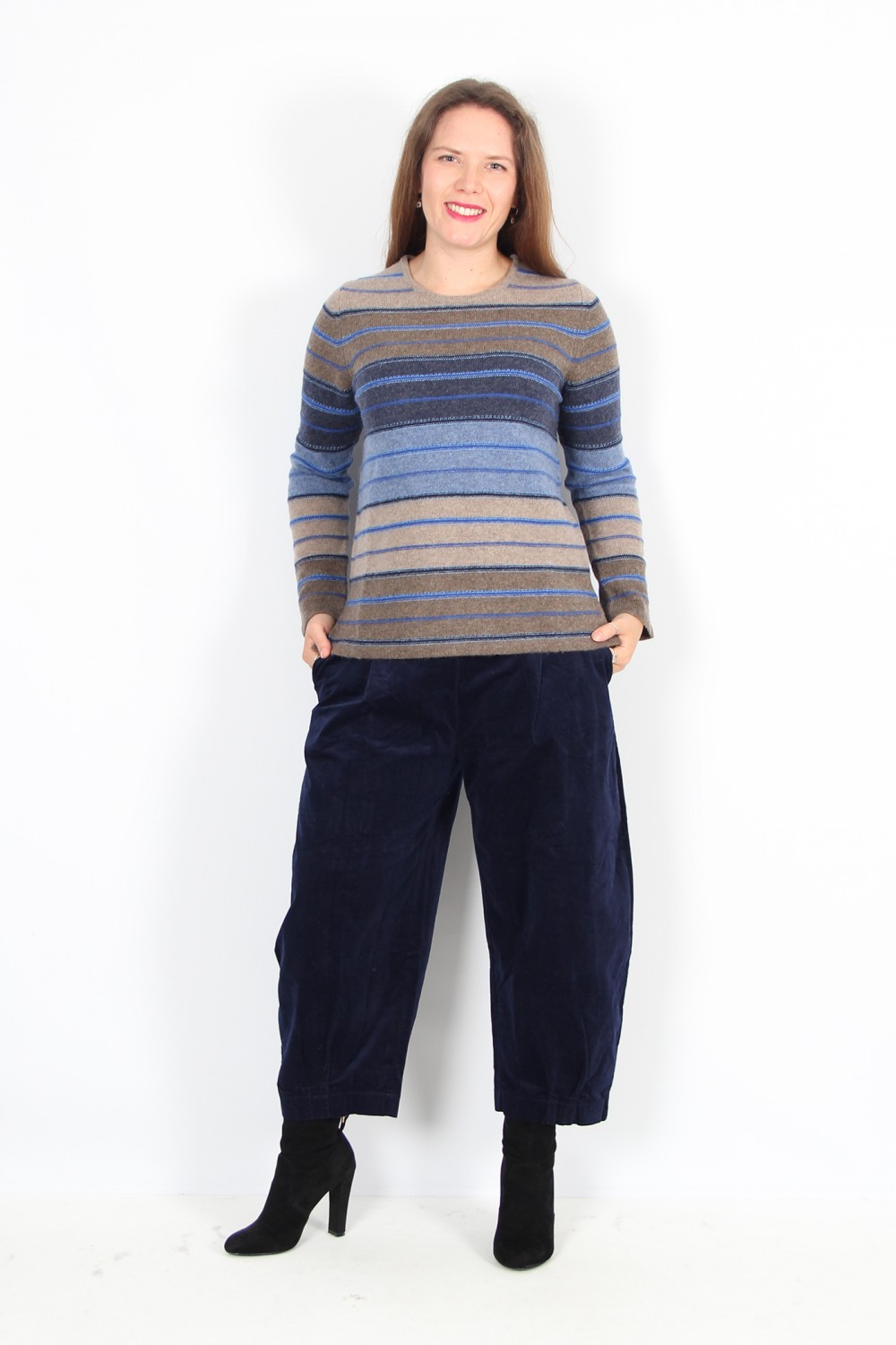 Mansted Ada Lambswool Stripe Jumper Blue