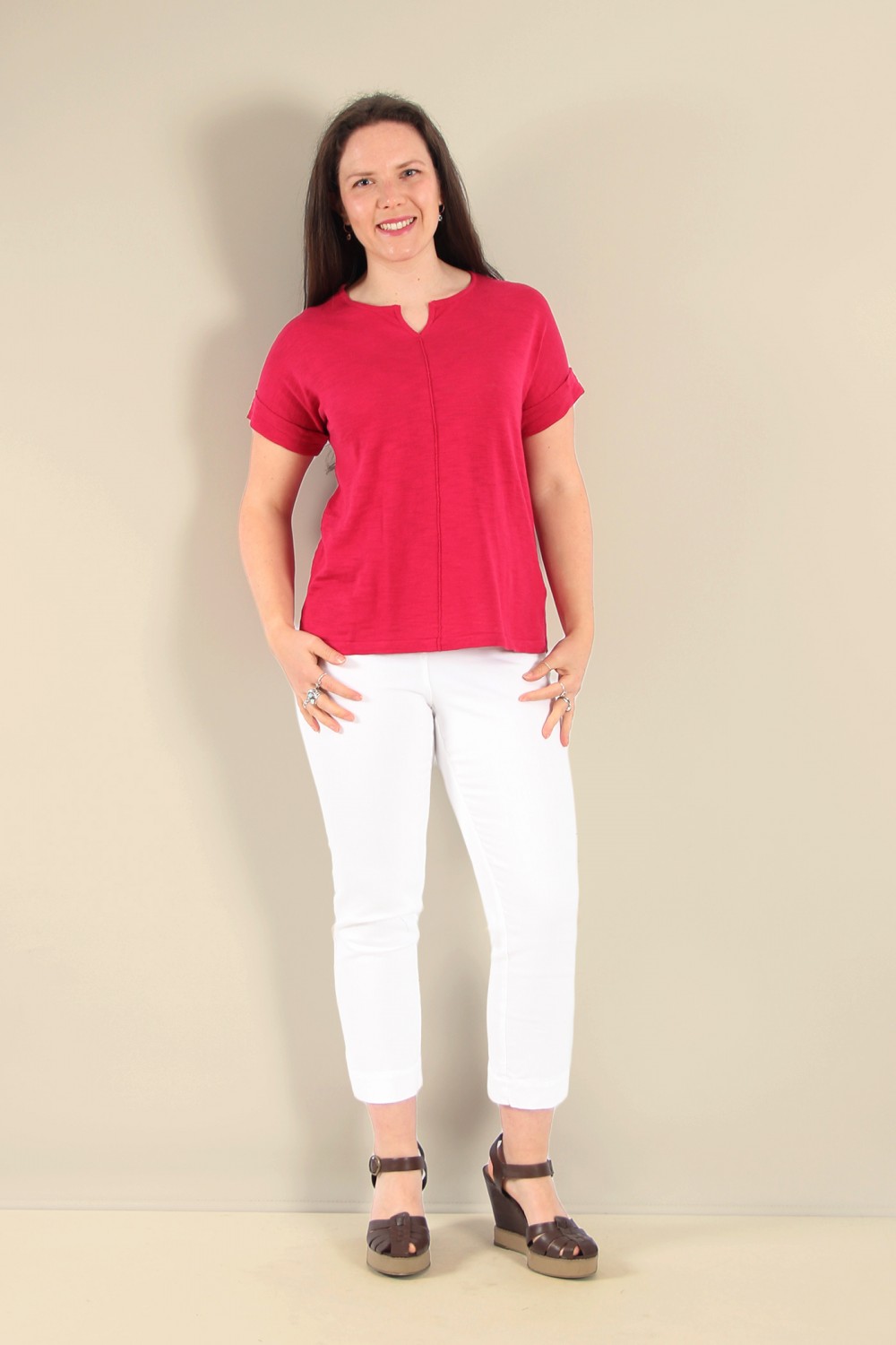 Mansted Kerstin Cotton Knit Top Dark Pink