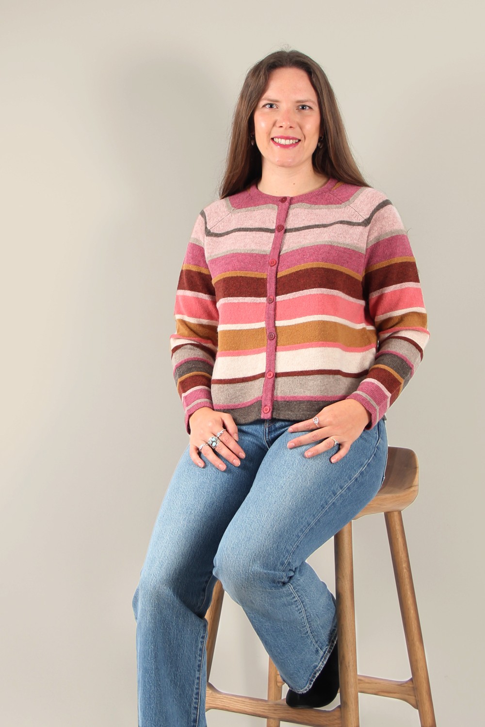 Mansted Amina Lambswool Stripe Cardigan Spice