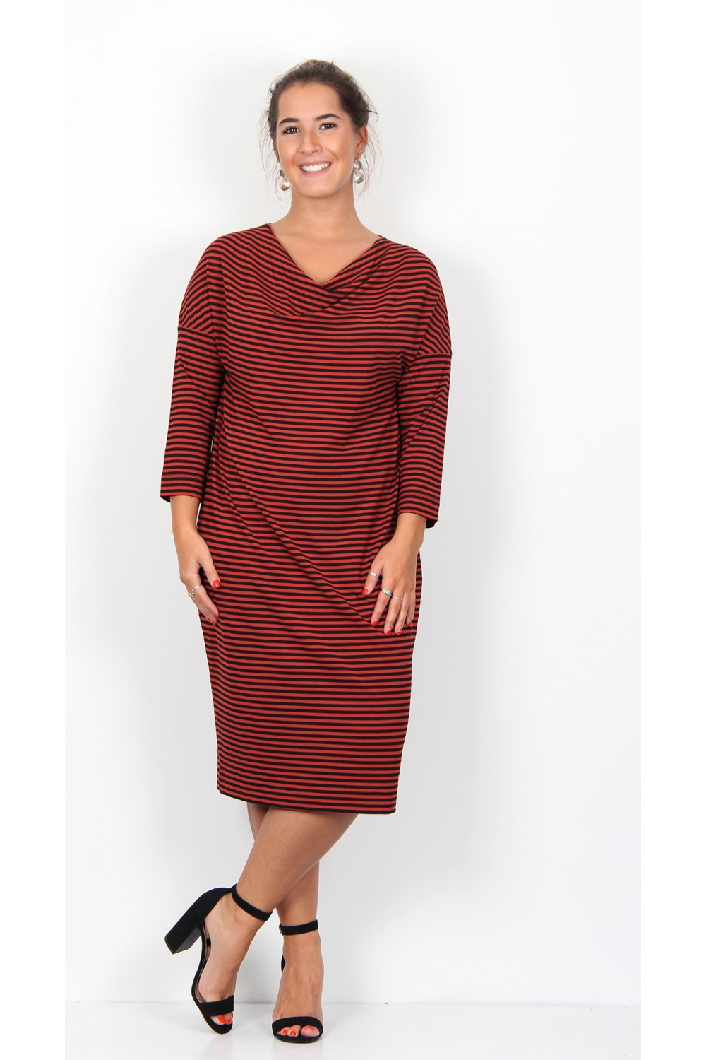 Masai Clothing Nika Dress Red Ochre Stripe