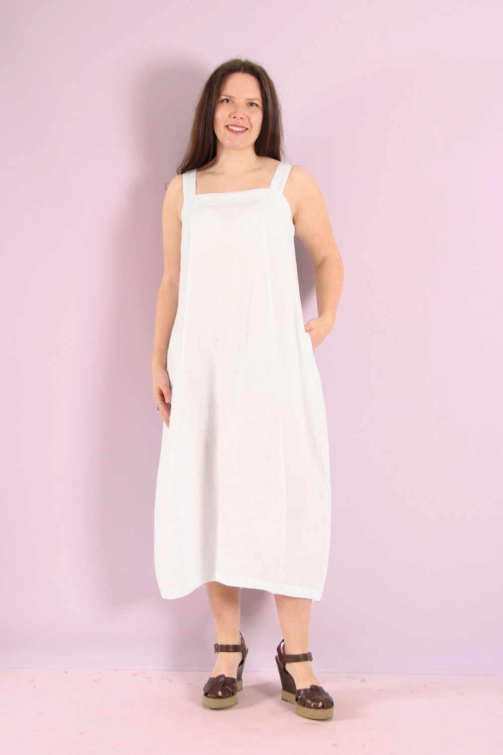 Mes Soeurs Et Moi Anguille Sleeveless Linen Bubble Dress Perle