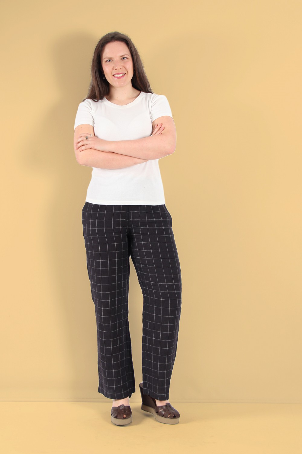 Mes Soeurs Et Moi Hamster Linen Check Trouser Black