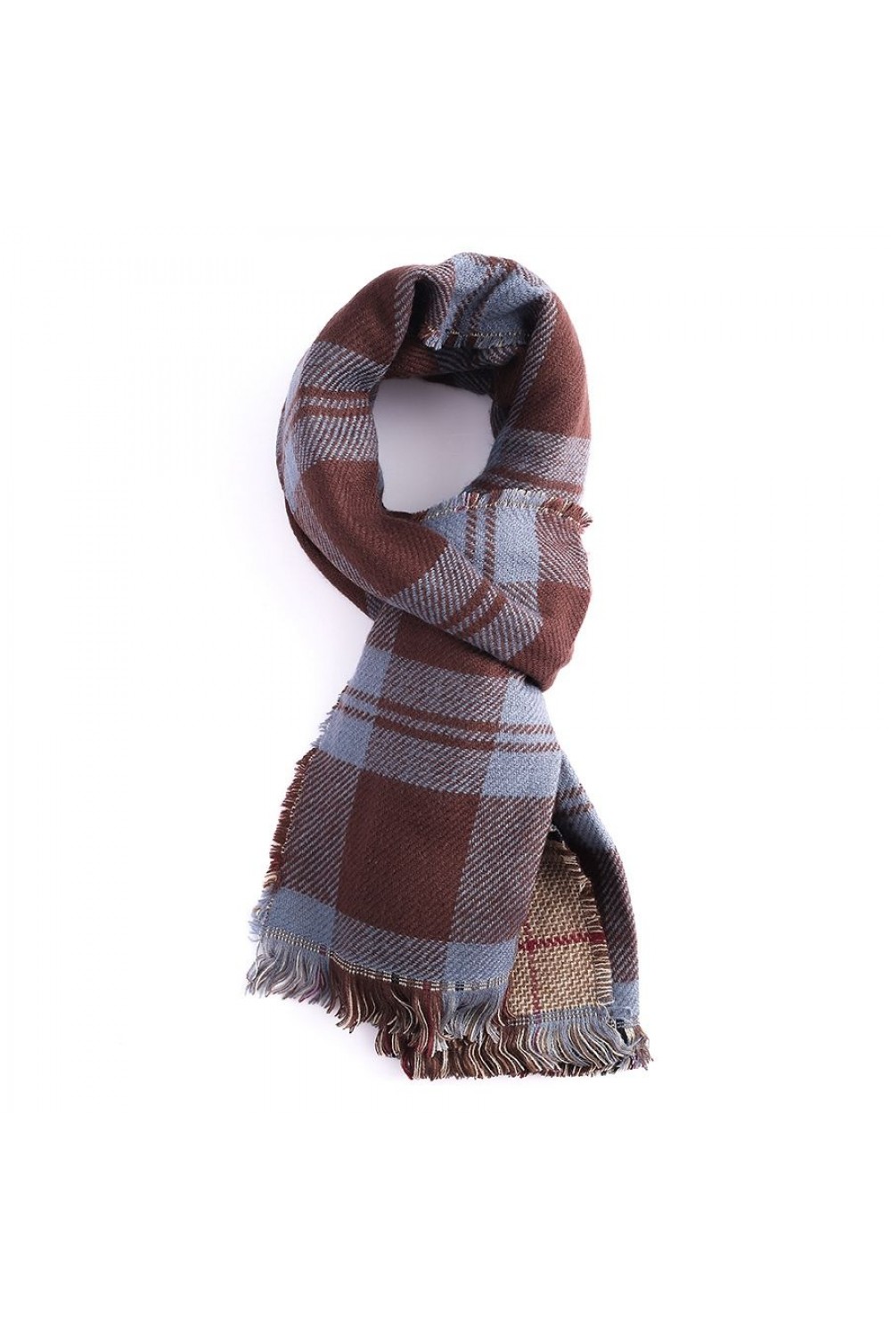 Miss Sparrow Double-Sided Check Scarf Blue