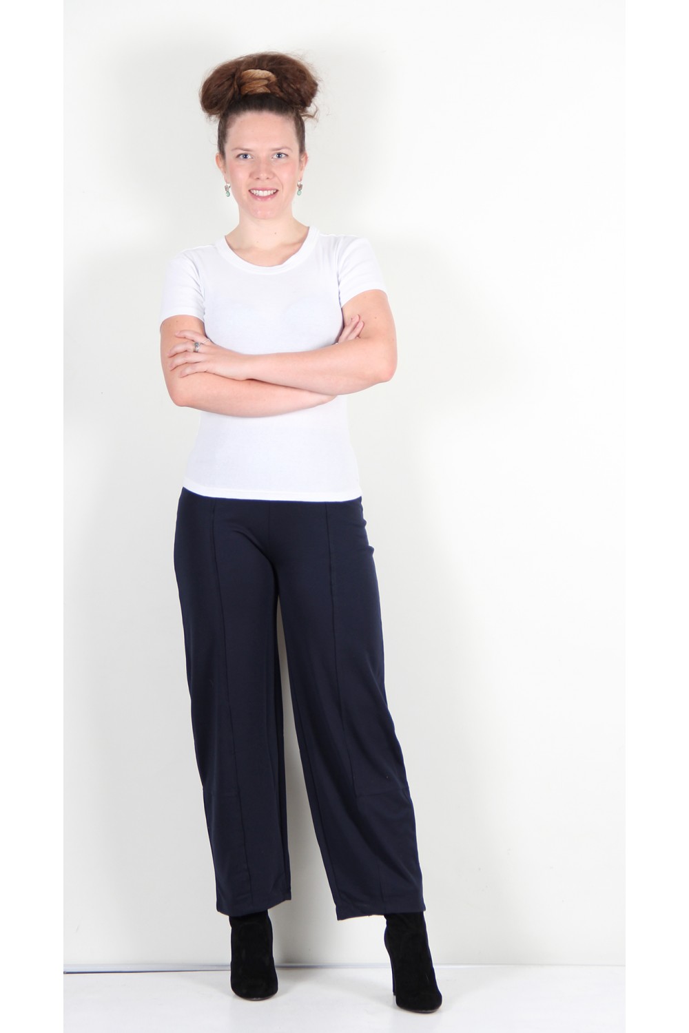 Naya Jersey Trouser With Seam Detail Navy