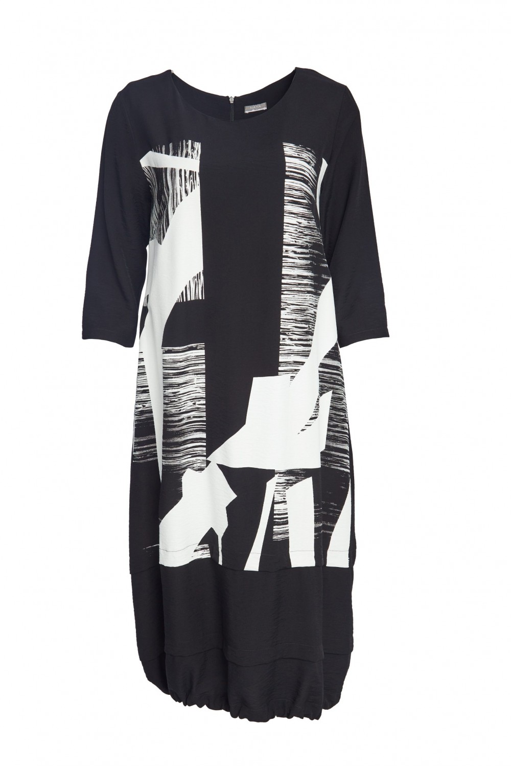 Naya Print Dress With Contrast Hem Black/white