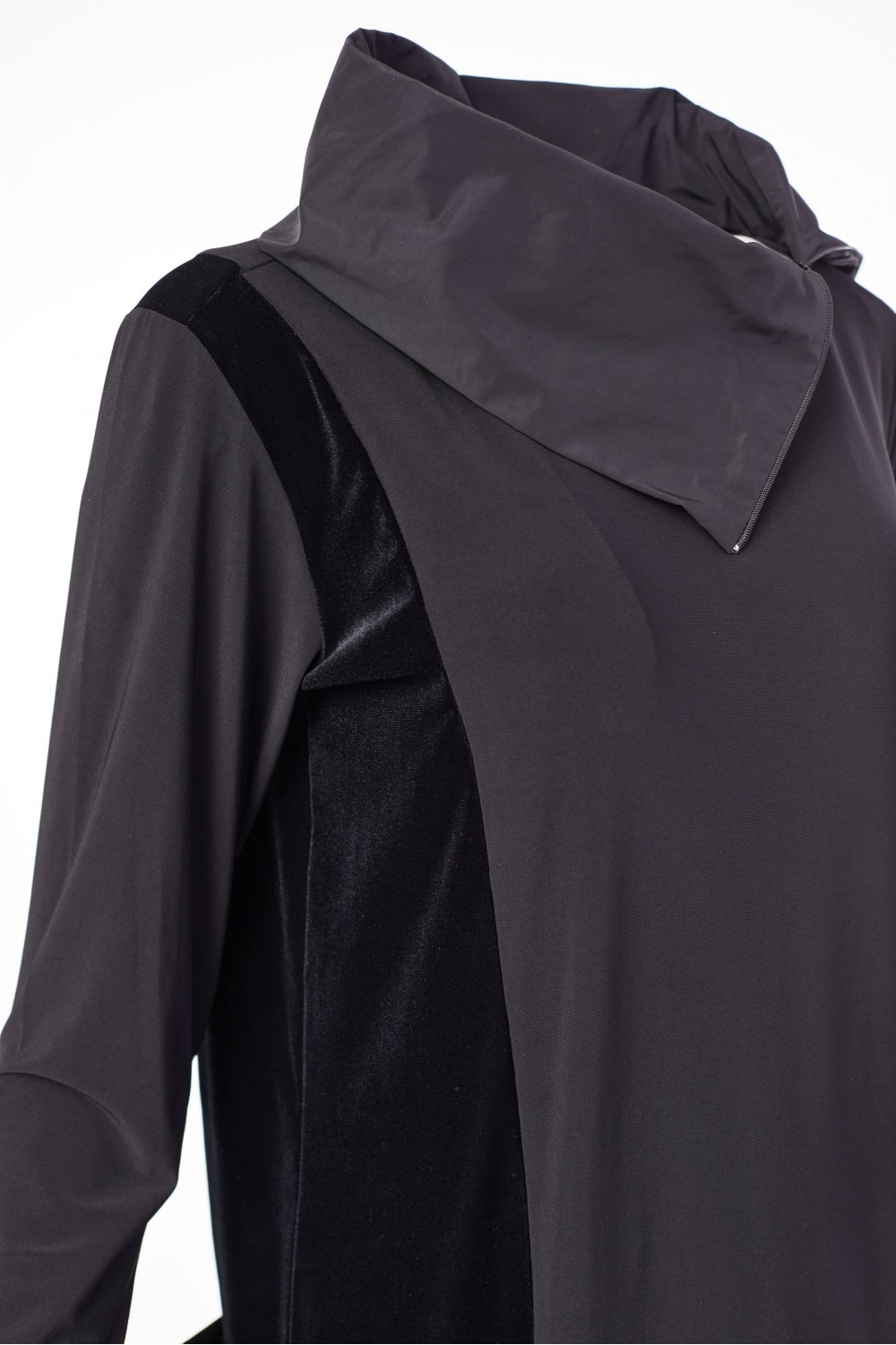 Naya Tunic Dress Zip Collar/Velvet Black