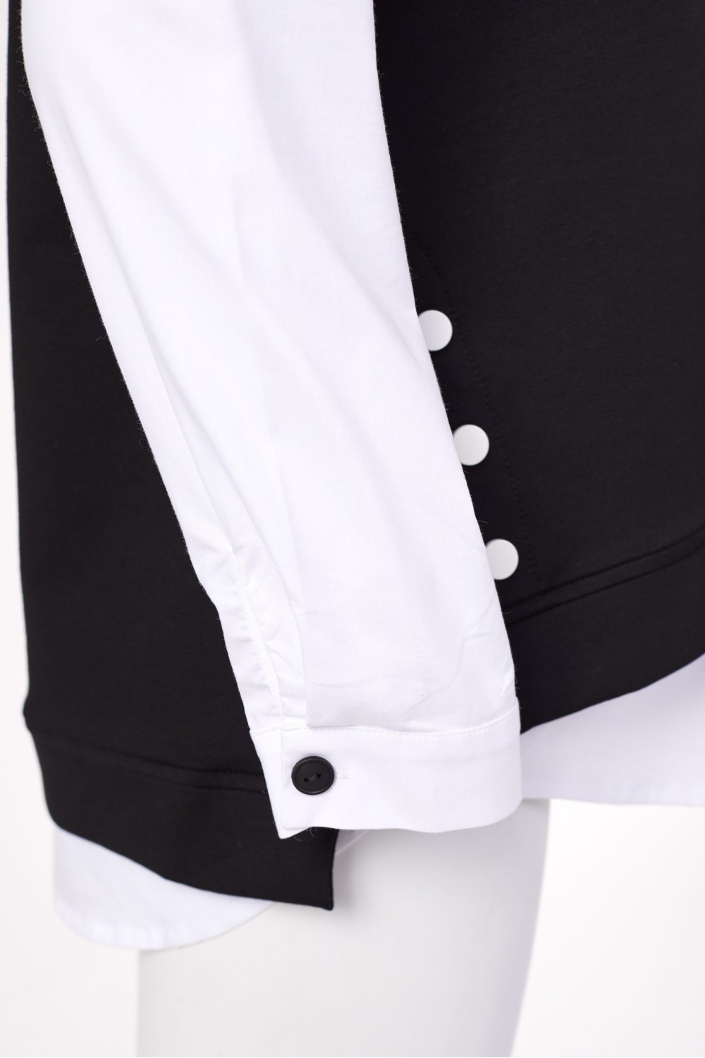 Naya Jersey Side Button Vest & Shirt Combo Black/White