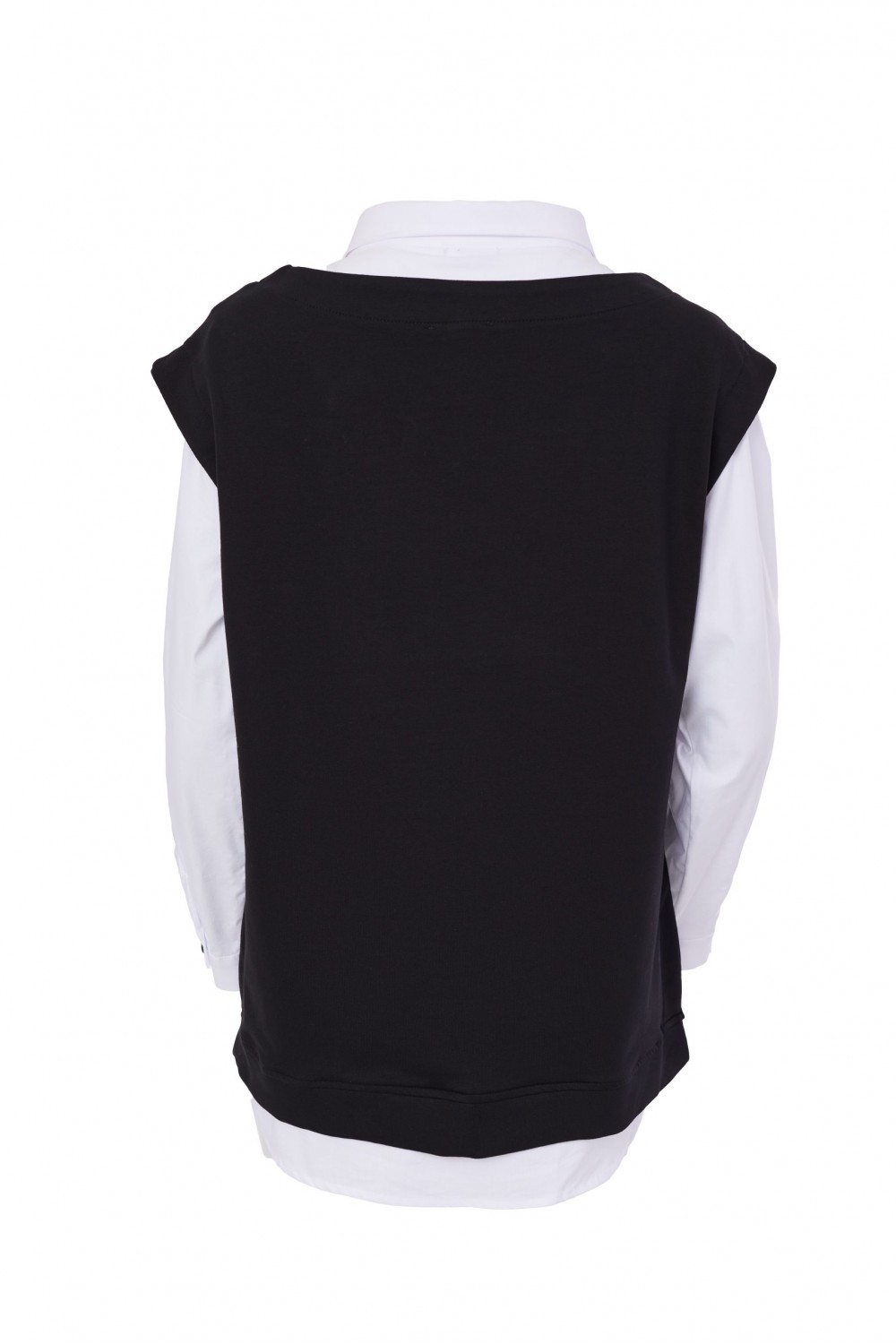 Naya Jersey Side Button Vest & Shirt Combo Black/White