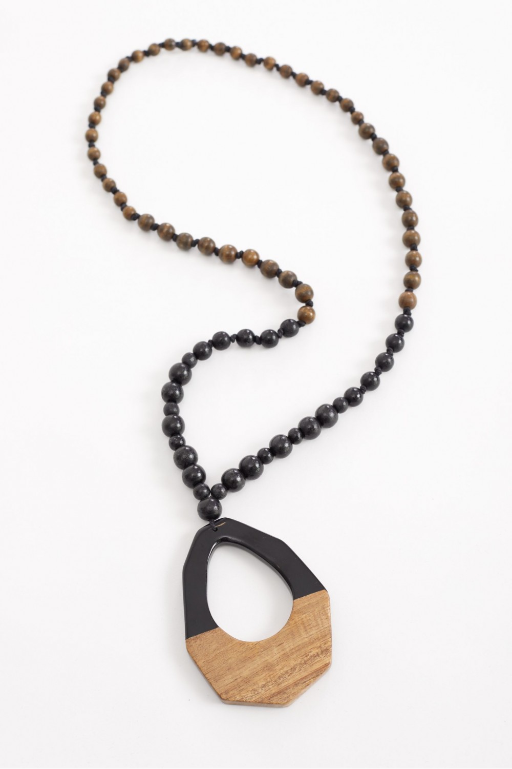 Naya Bead Necklace Two Tone Black/Stone