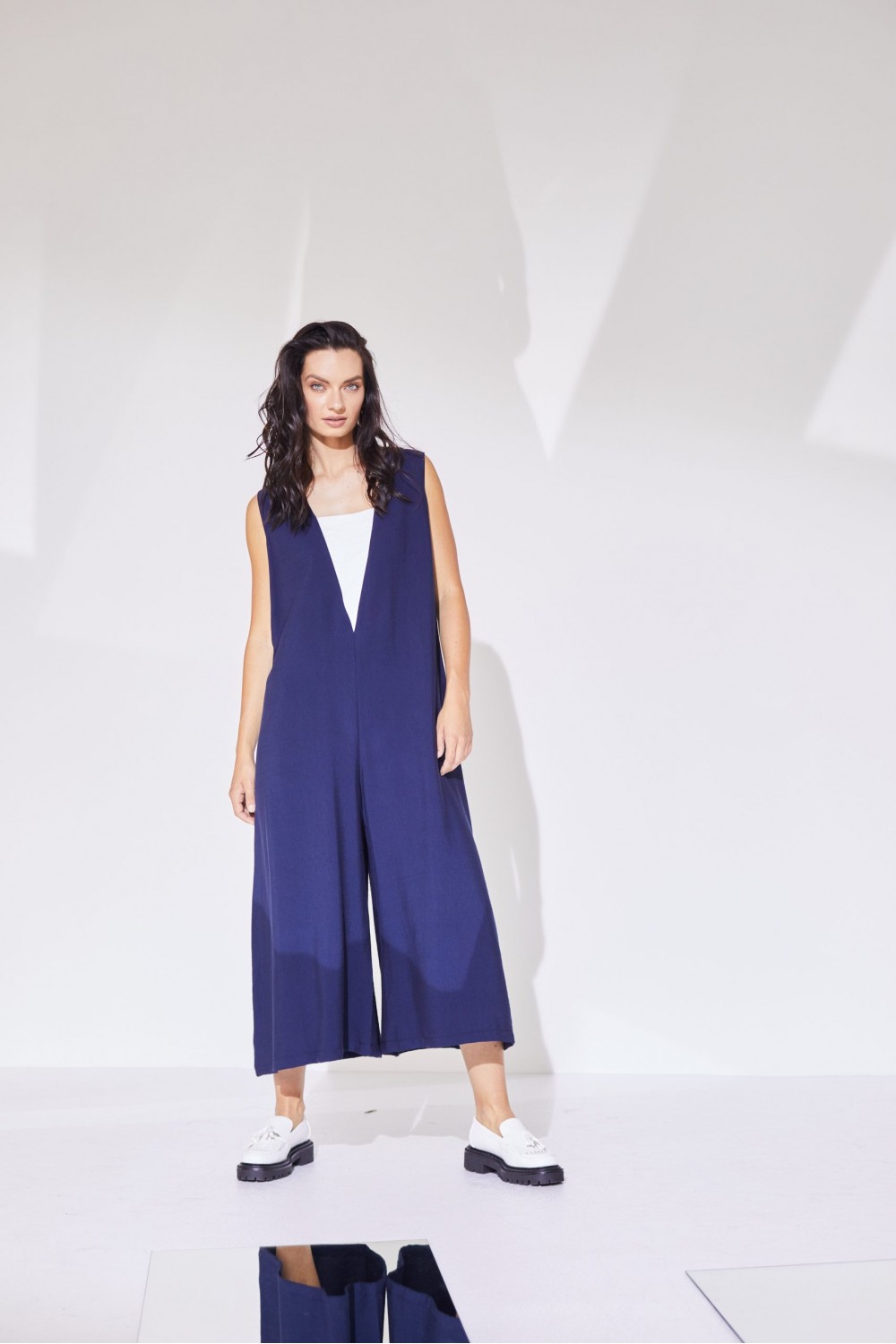 Naya Jumpsuit With Contrast Inset Panel Navy/White
