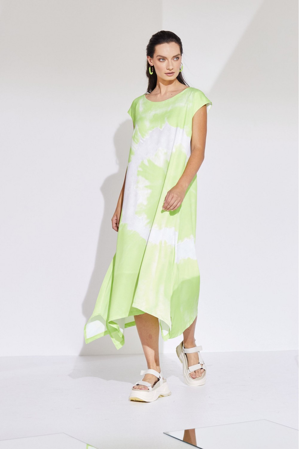 Naya Tie Dye Placement Print Dress Kiwi