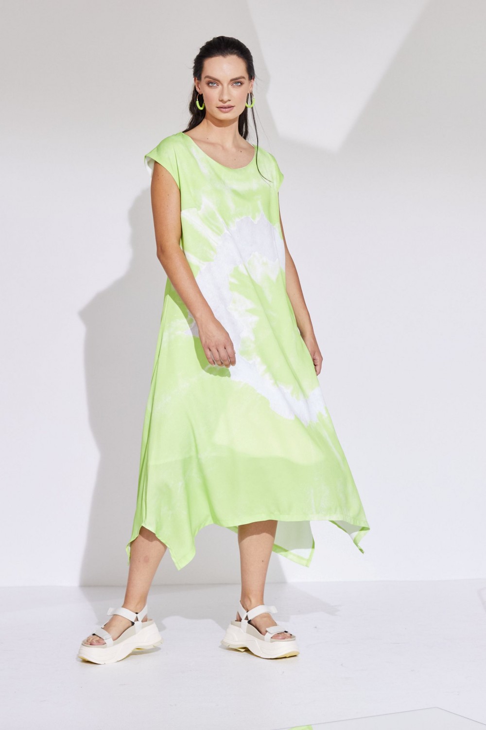 Naya Tie Dye Placement Print Dress Kiwi