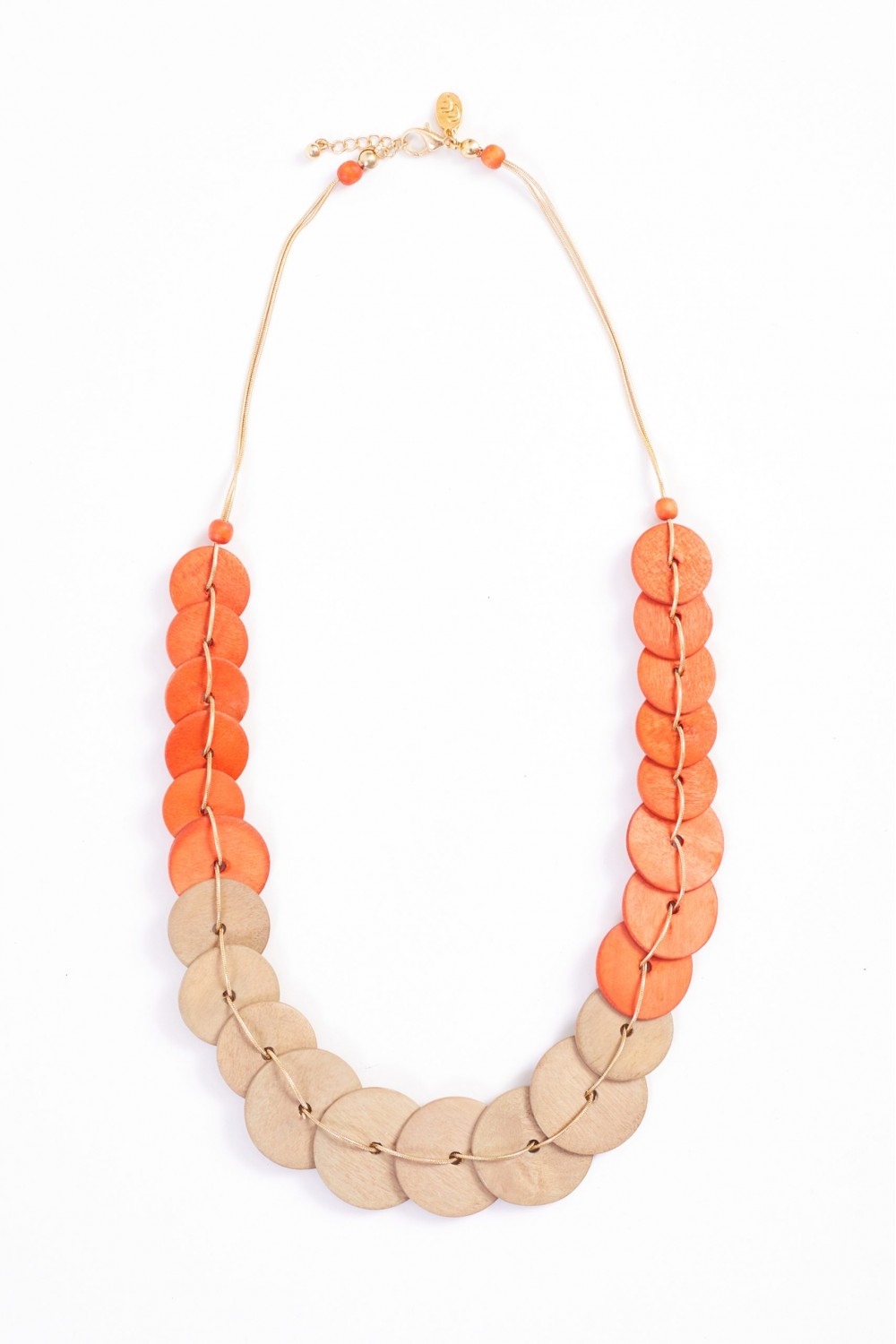 Naya Two Tone Leather Look Necklace Nectarine