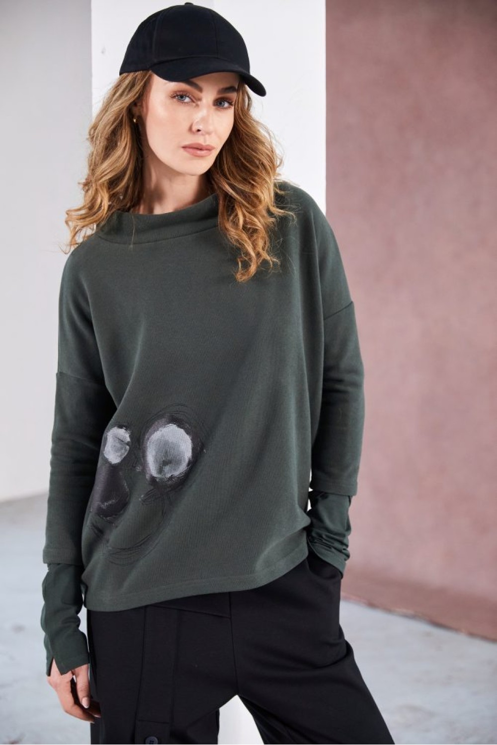 NAYA High Neck Placement Print Top Forest