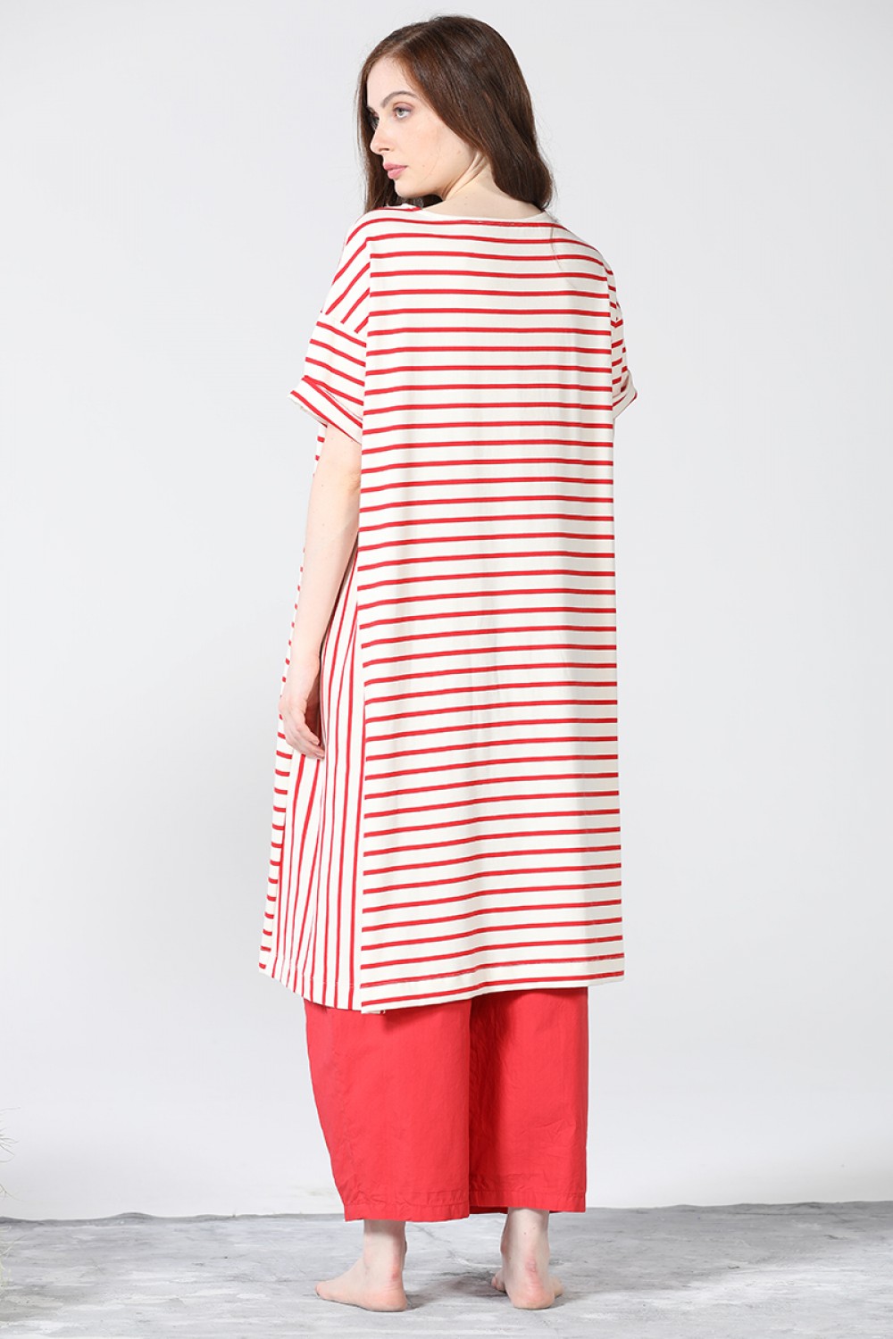 Neirami Stripe Tunc/Dress Rosso