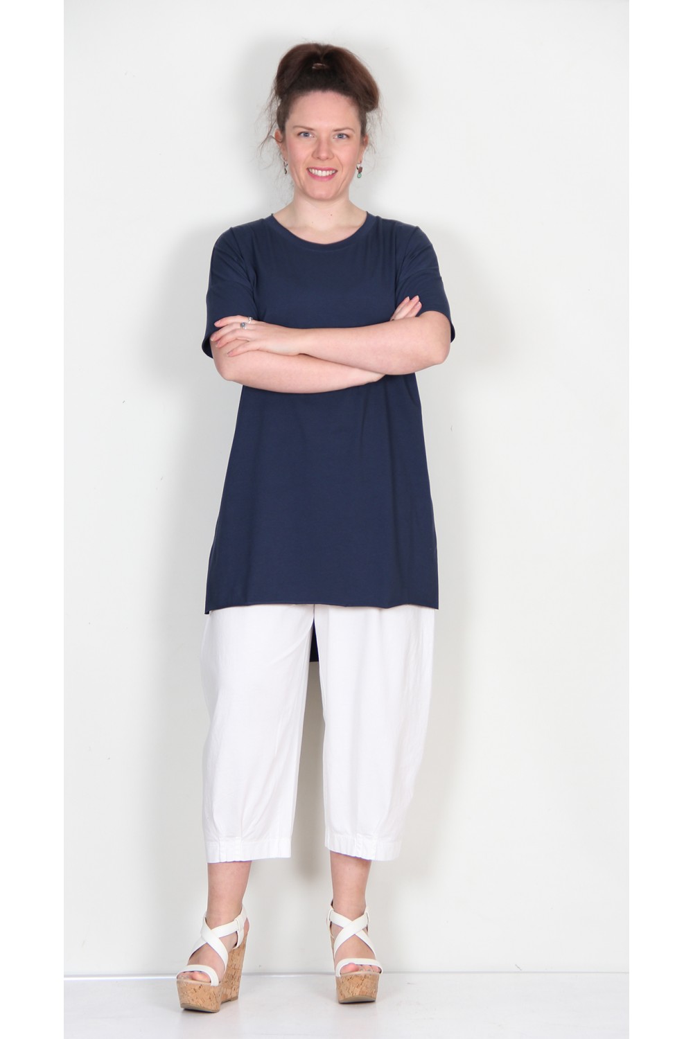 Neirami Long Line T Shirt Navy