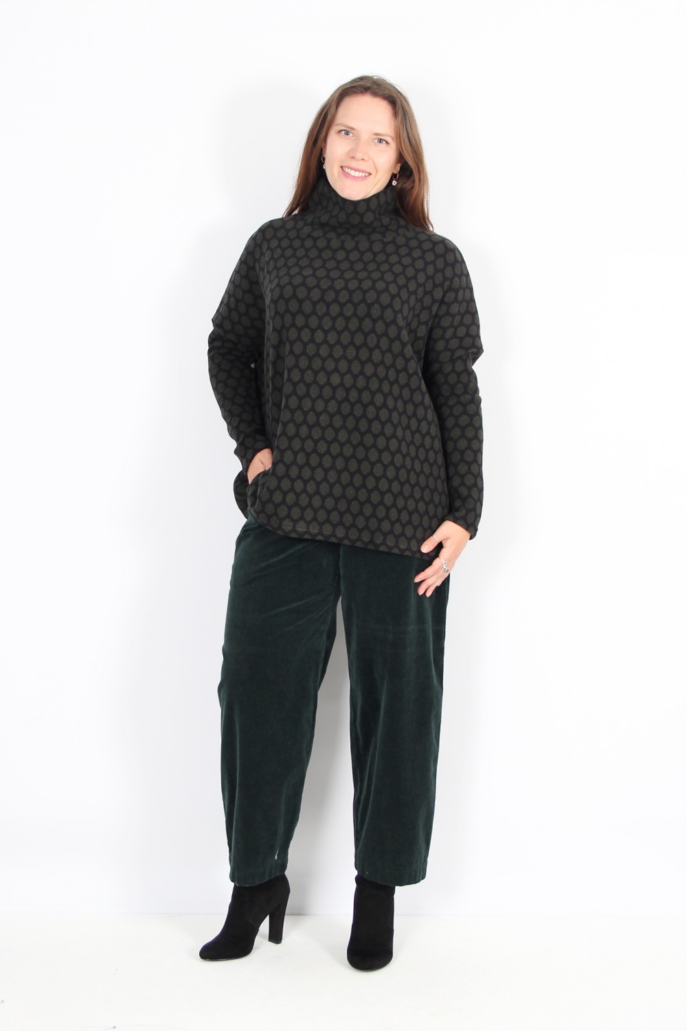 Neirami Luxury Jaquard Fleece Turtle Neck Loden