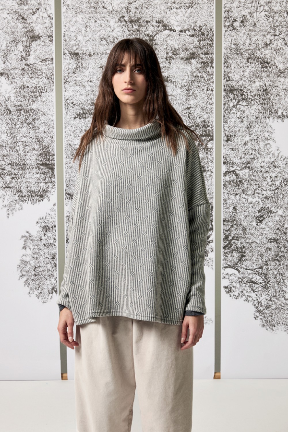Neirami Luxury Jaquard Fleece Turtle Neck Fumo
