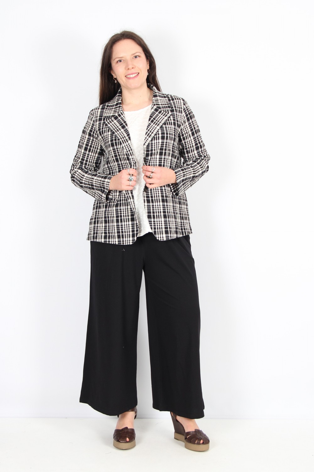 Neirami Sanremo Checked Flared Jacket Nero