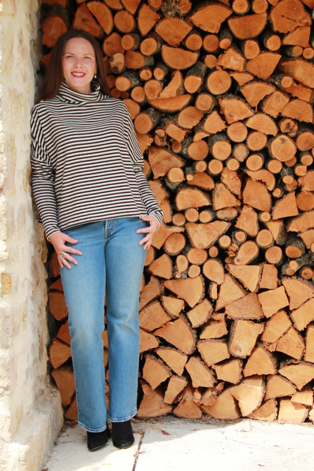 Neirami Thomas Boxy High Neck Jumper Ciottolo Stripe