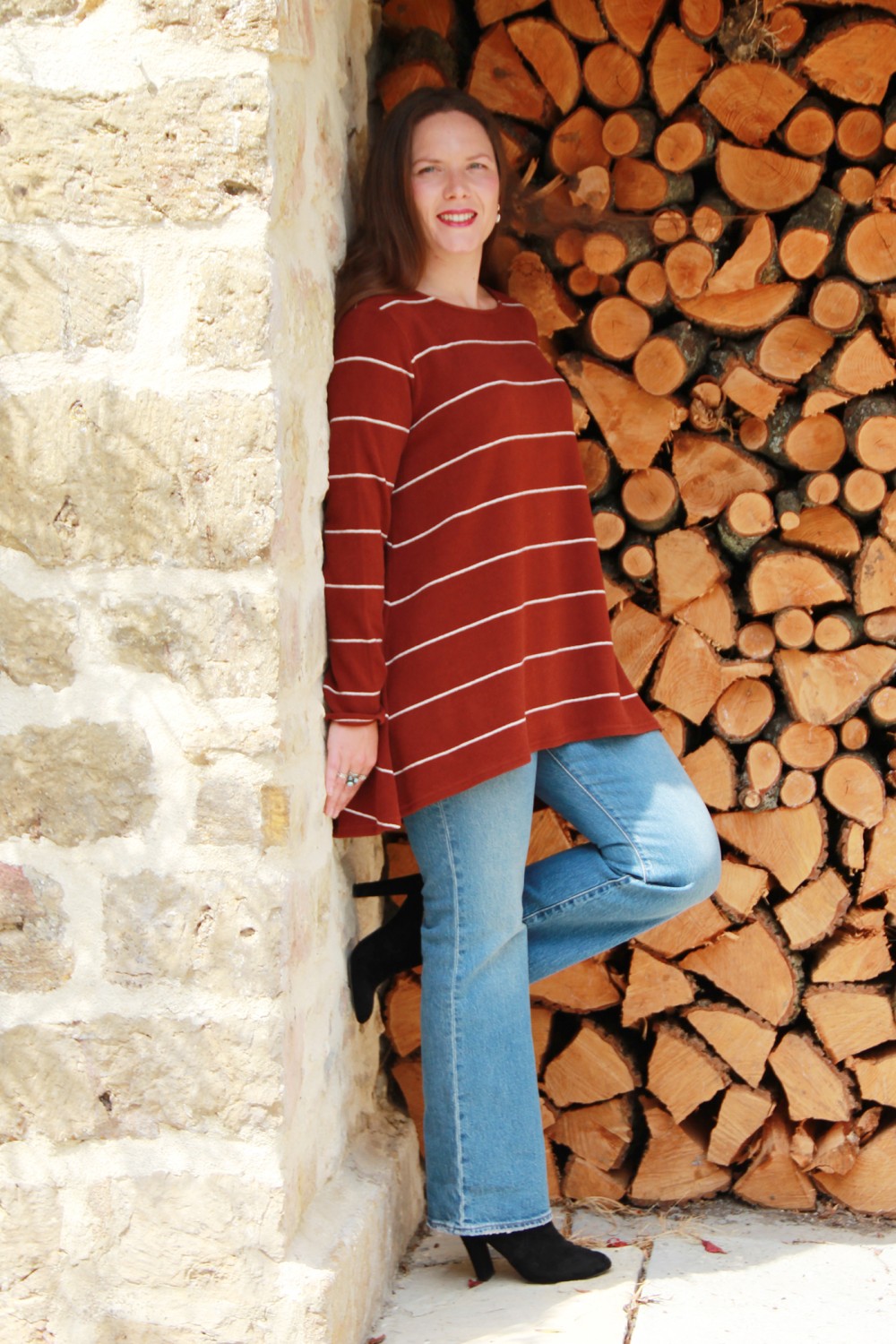 Neirami Round Neck Flared Jumper Berbere Stripe