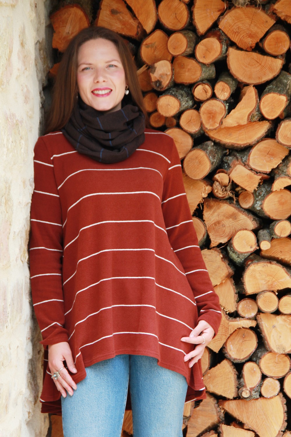Neirami Fleece Knit Super Snood Fondente Stripe