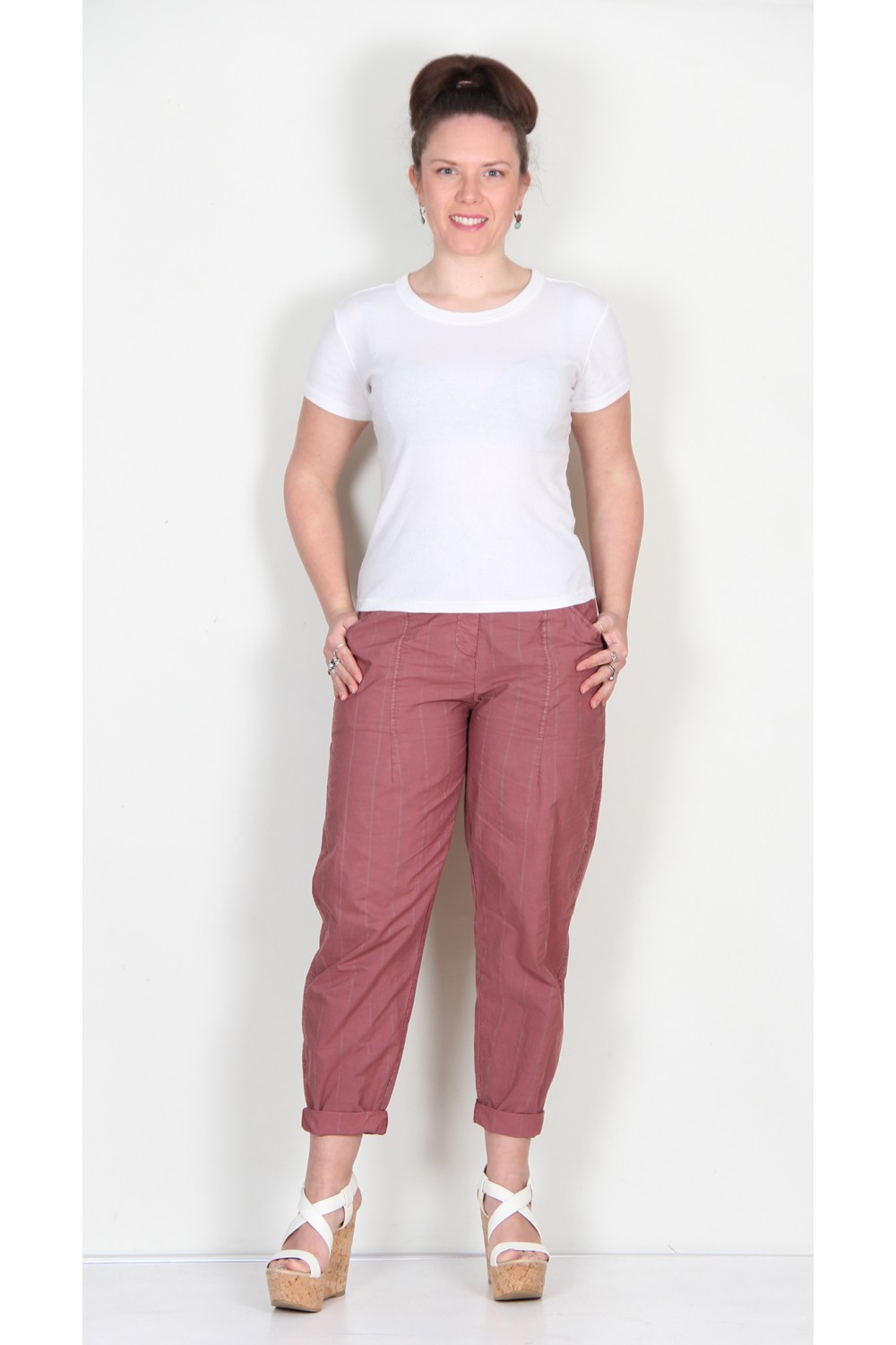 OSKA Trousers Tertia 315 Mauve / Cotton-Linen Blend