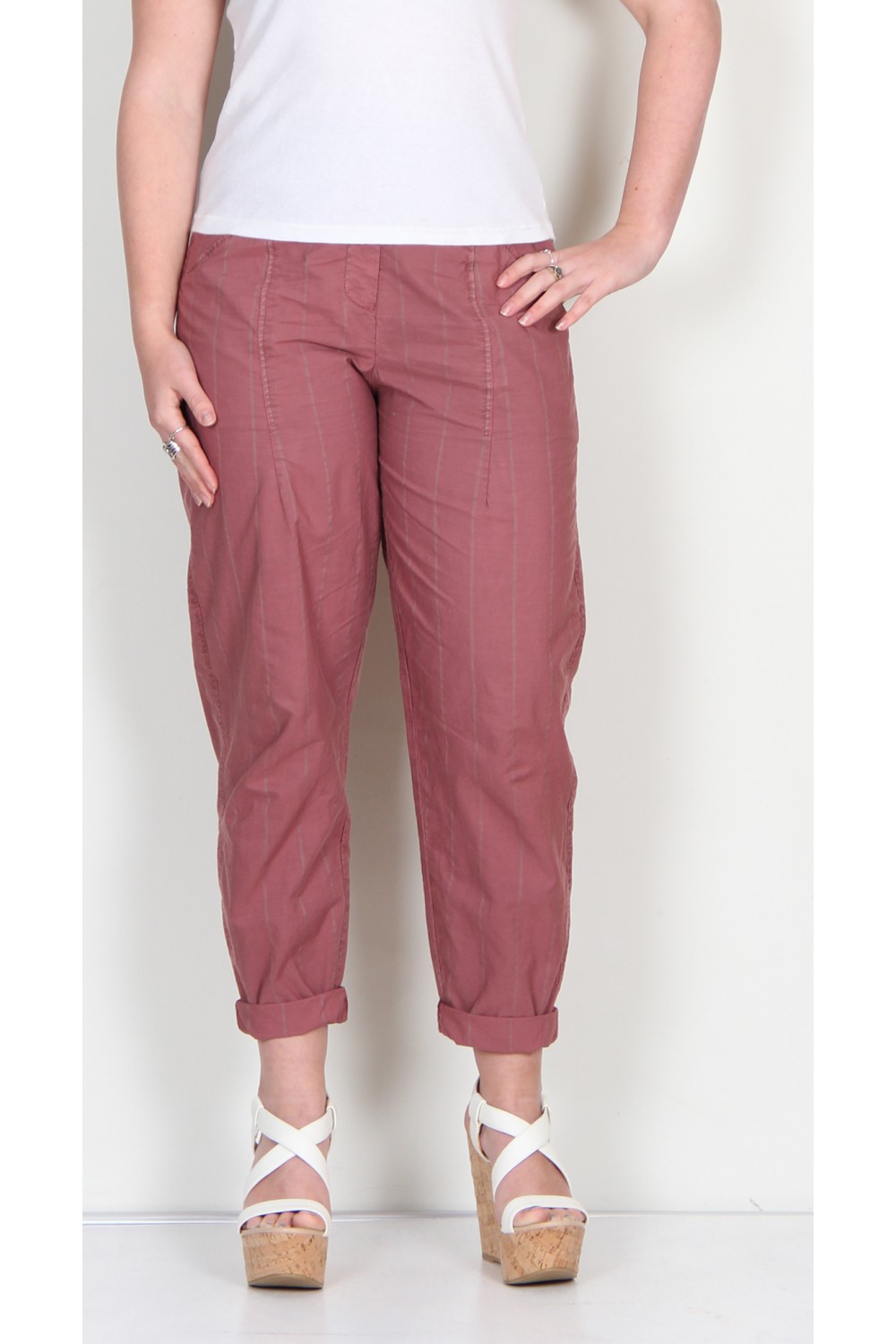 OSKA Trousers Tertia 315 Mauve / Cotton-Linen Blend