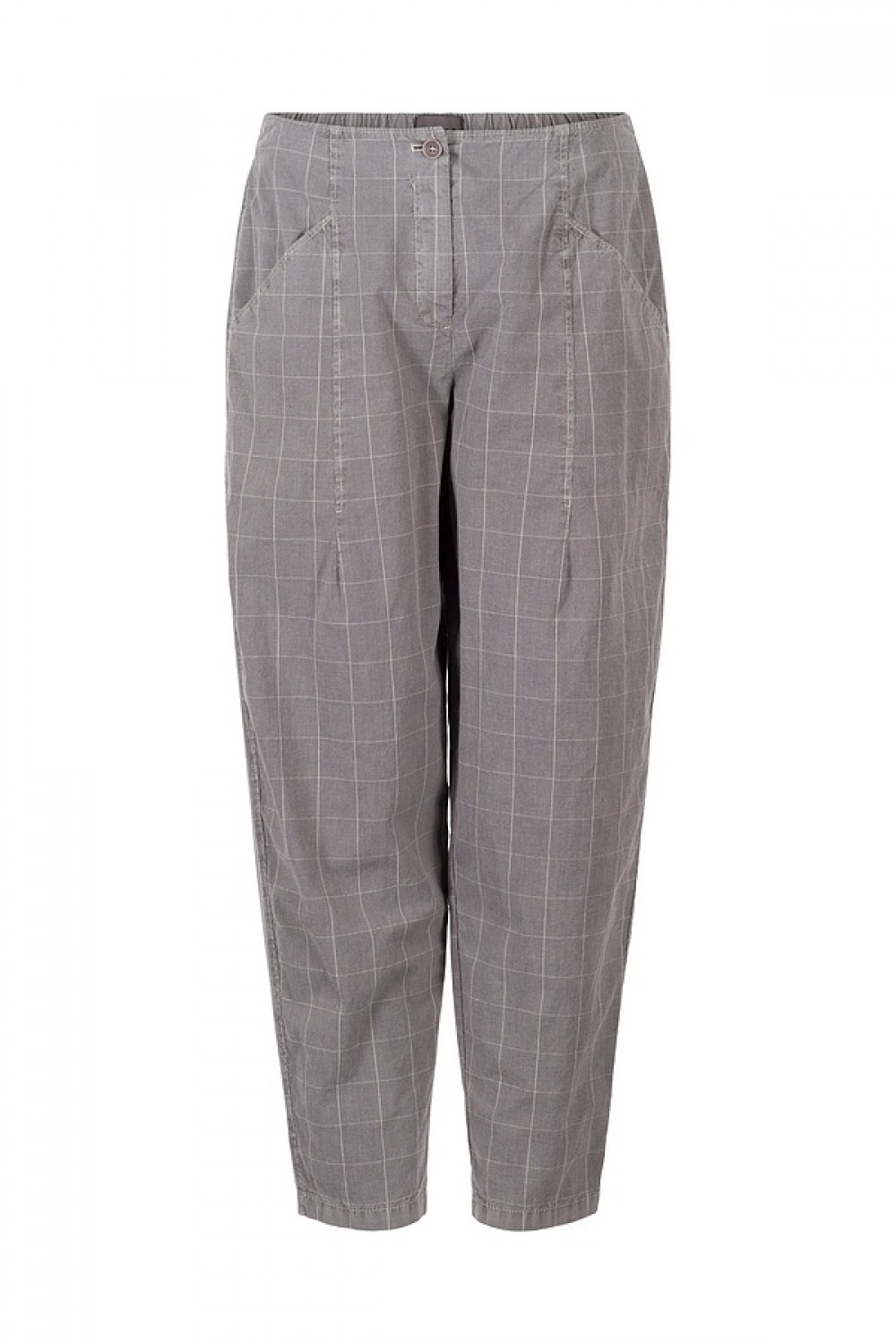 OSKA Trousers 418 / Cotton Stretch with Windowpane Check Silver