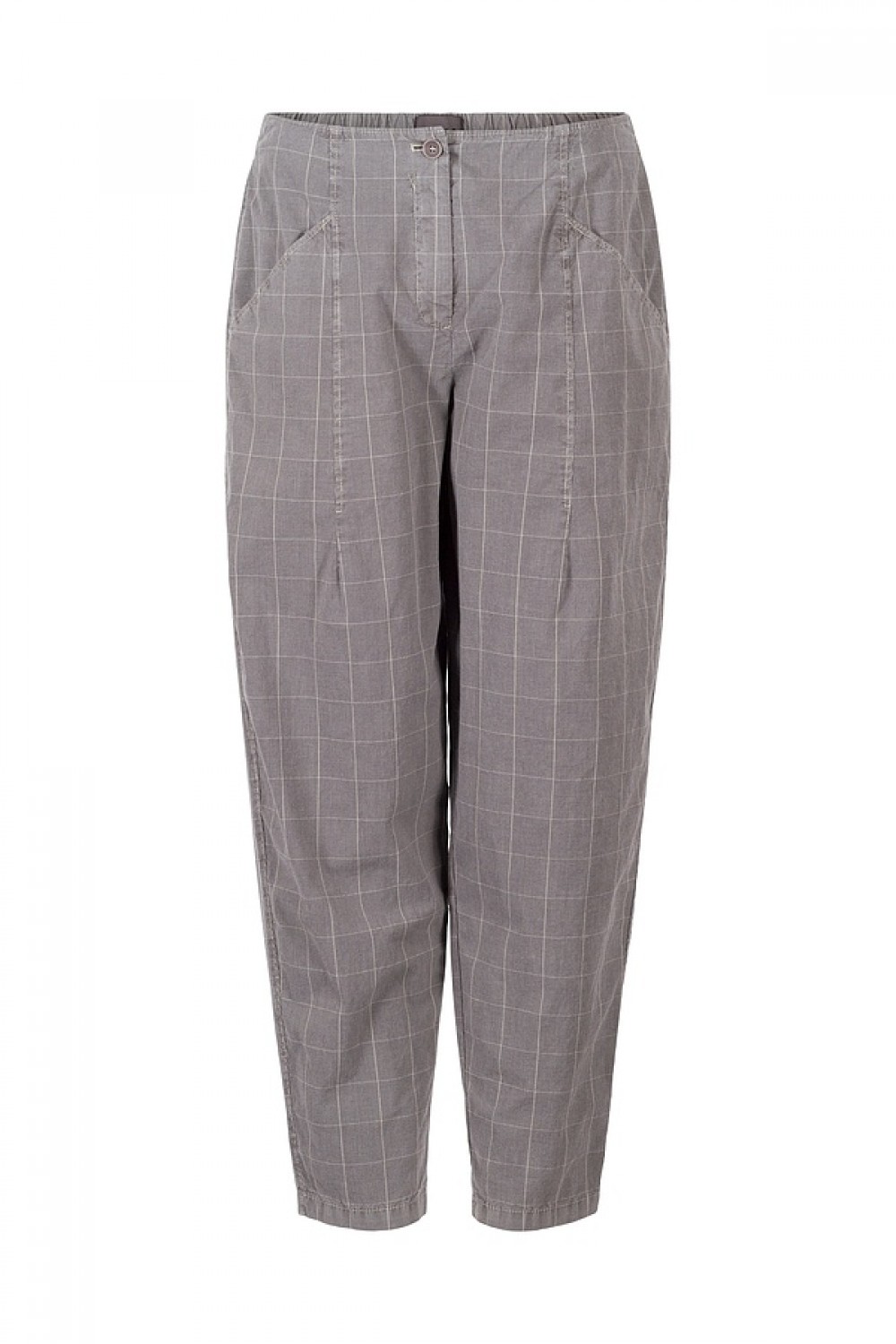 OSKA Trousers 418 Silver / Cotton Stretch with Windowpane Check