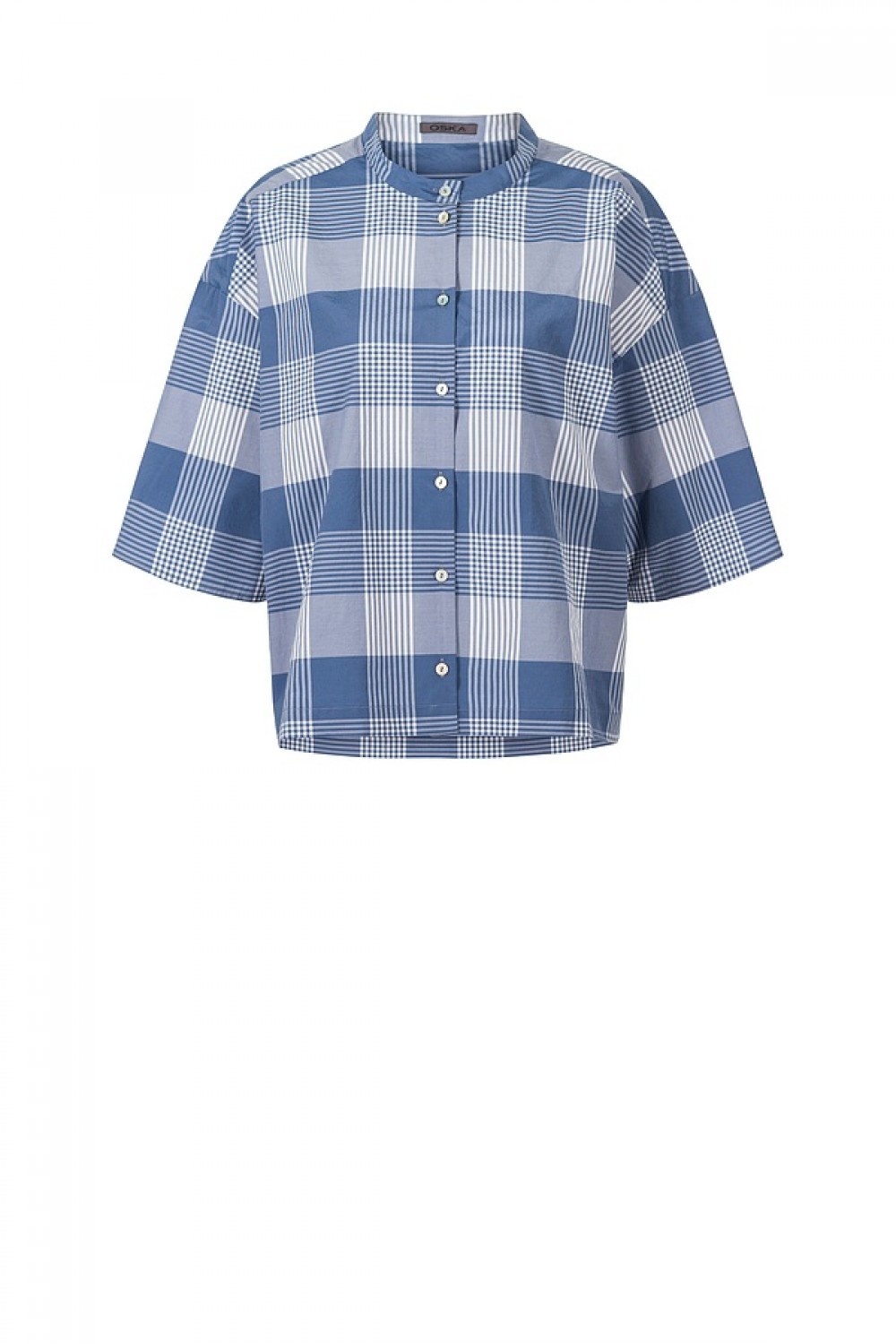 OSKA Blouse 419 Air / Cotton Blend with Gingham Check