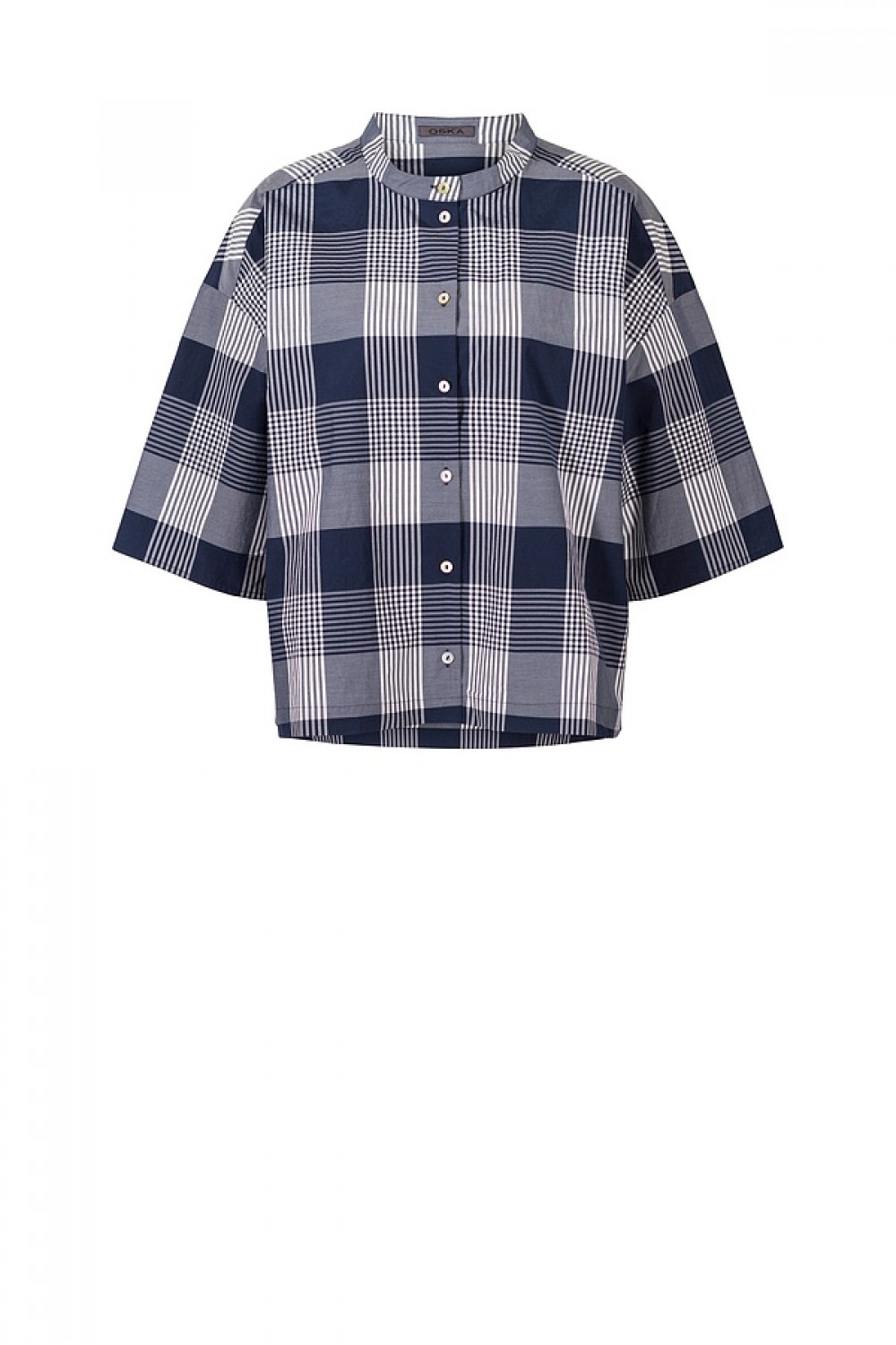 OSKA Blouse 419 Night / Cotton Blend with Gingham Check