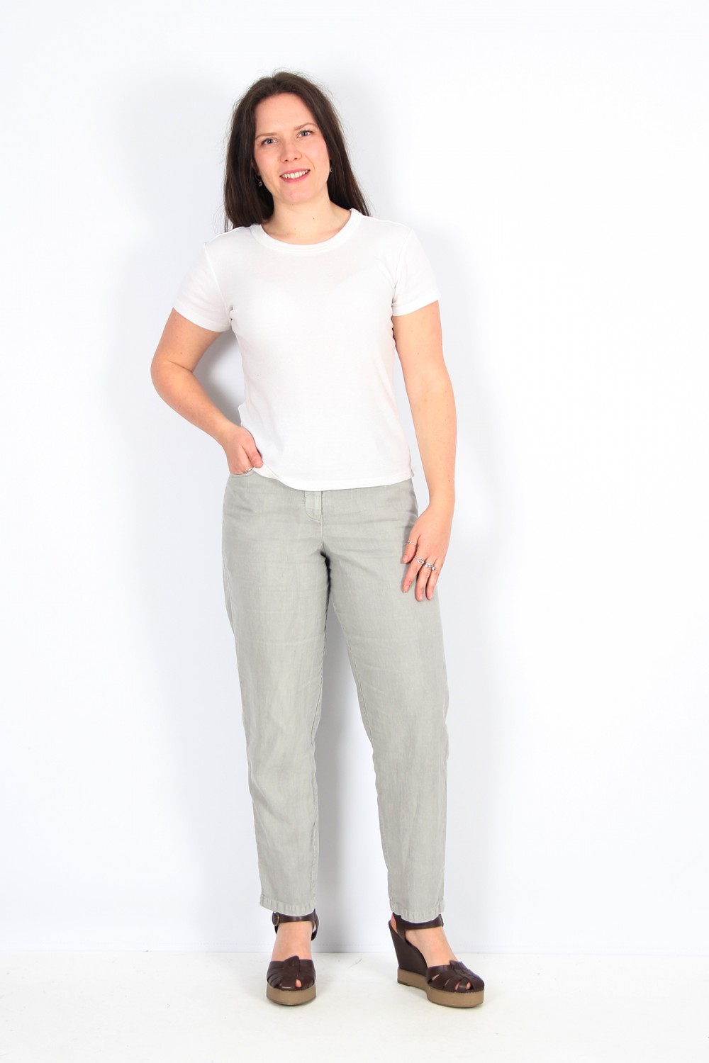OSKA Trousers 434 Silver / Cotton-Linen Blend