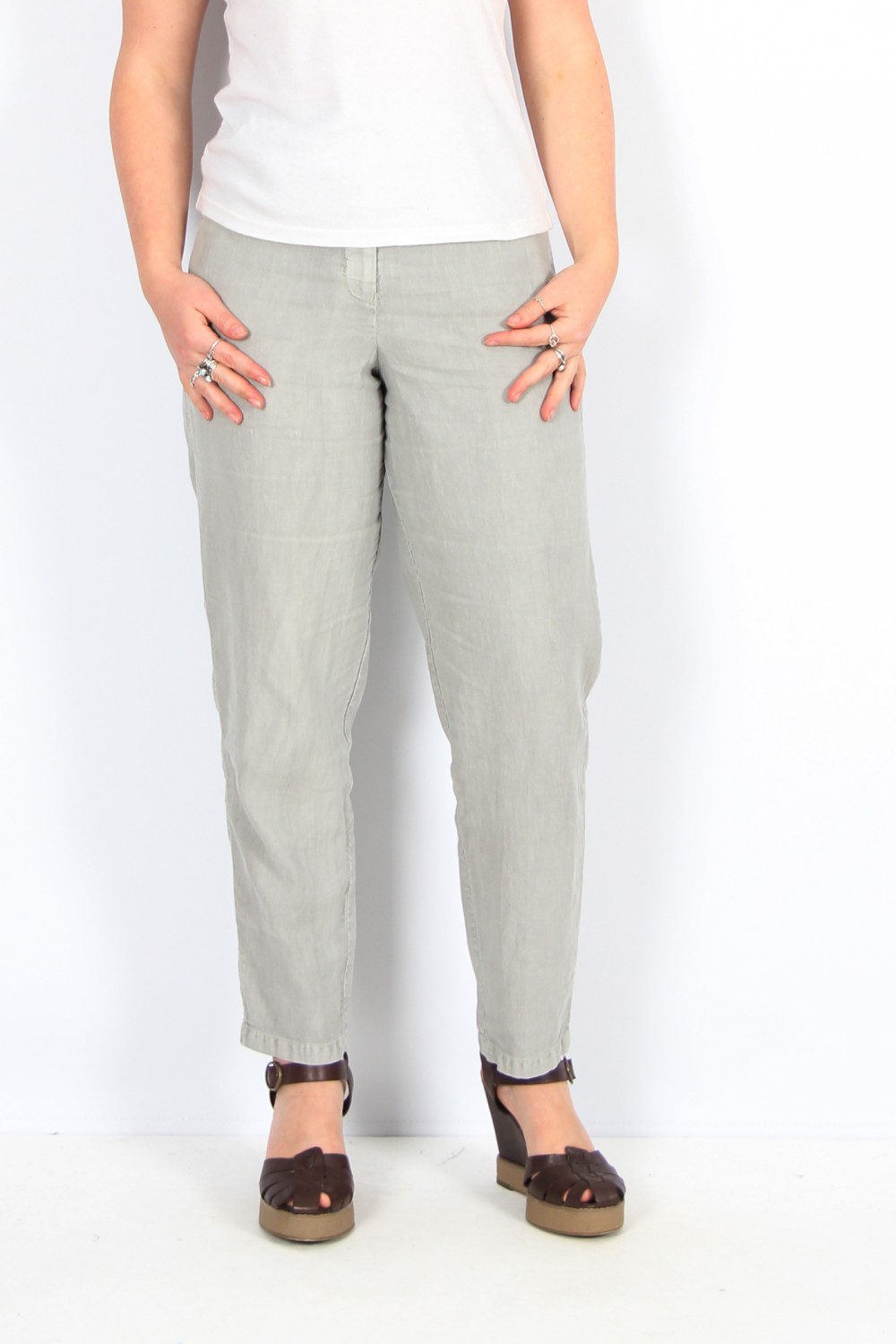 OSKA Trousers 434 Silver / Cotton-Linen Blend