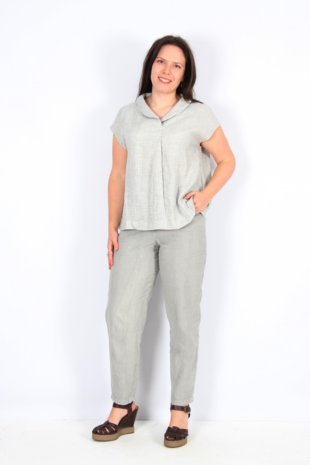 OSKA Blouse 403 Slate / Linen Fil--Fil