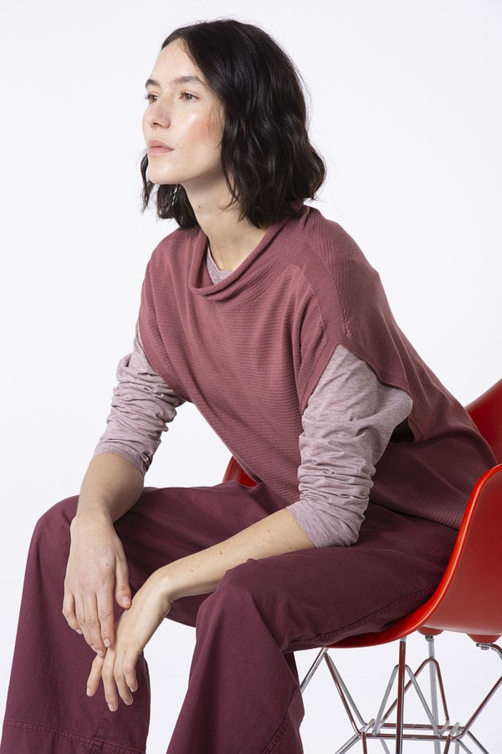 OSKA Slipover 502 Pure Merino Wool Color: 250REDWOOD