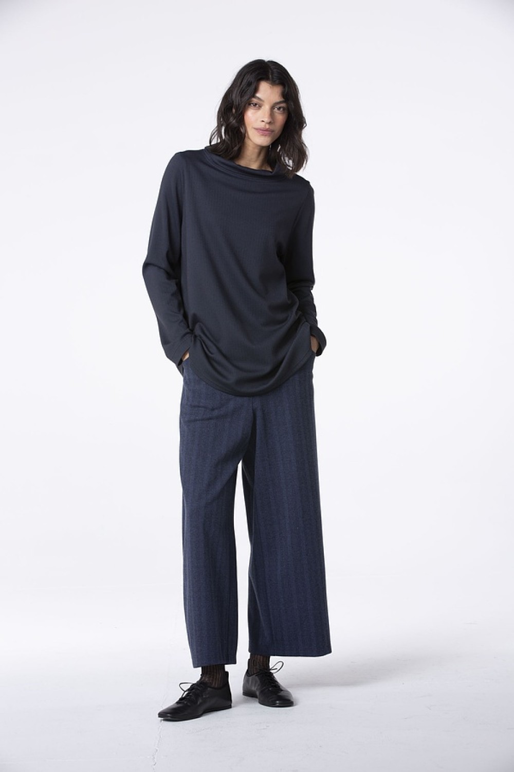 OSKA Trousers 537 Jacquard Jersey In Cotton Blend Color: 490NAVY
