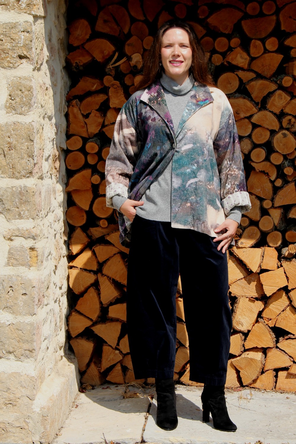 YAVI Cord Printed Jacket Morisot