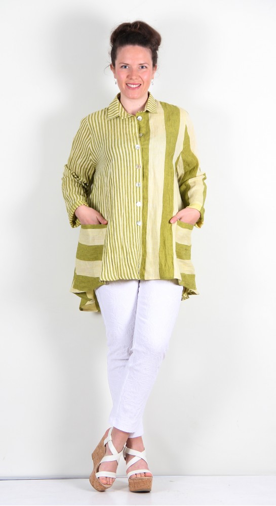Ralston Wally Shirt/Jacket Linen Lime Stripe