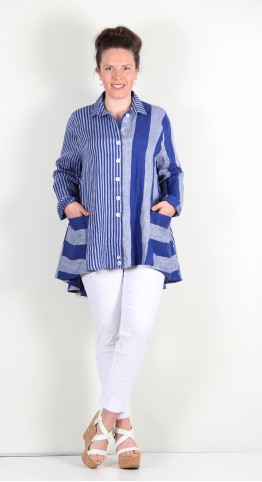 Ralston Wally Shirt/Jacket Linen Ocean Blue Stripe