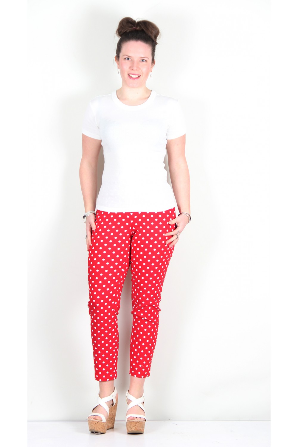 Robell Trousers Bella 09 Polka Dot 7/8 Crop Red