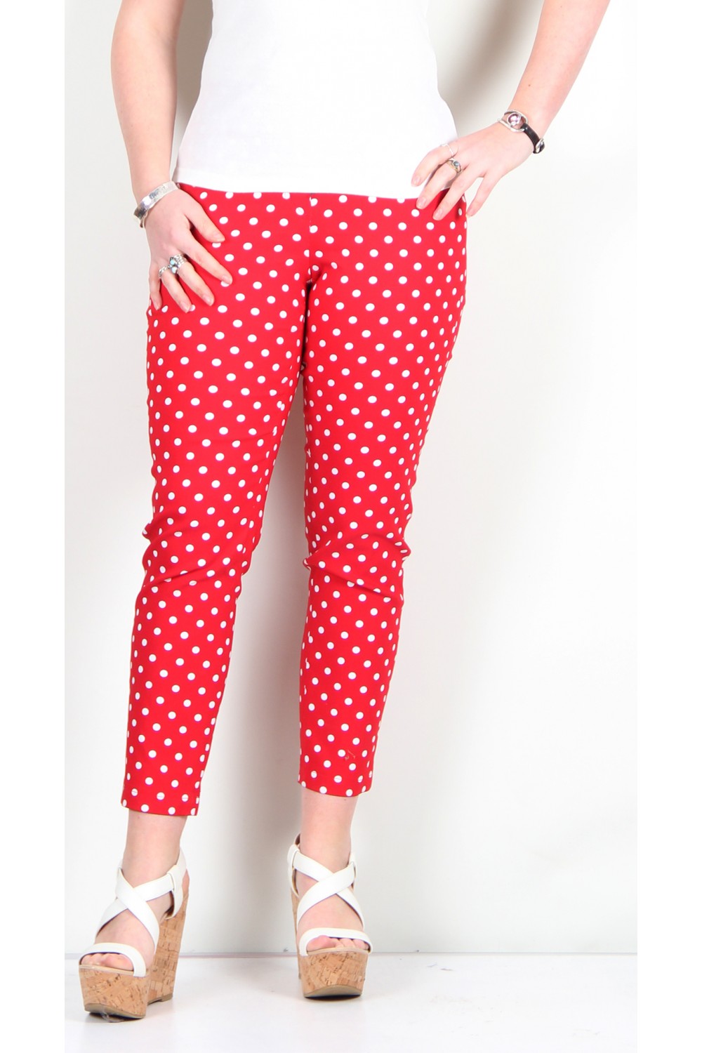 Red polka dot pants sales womens