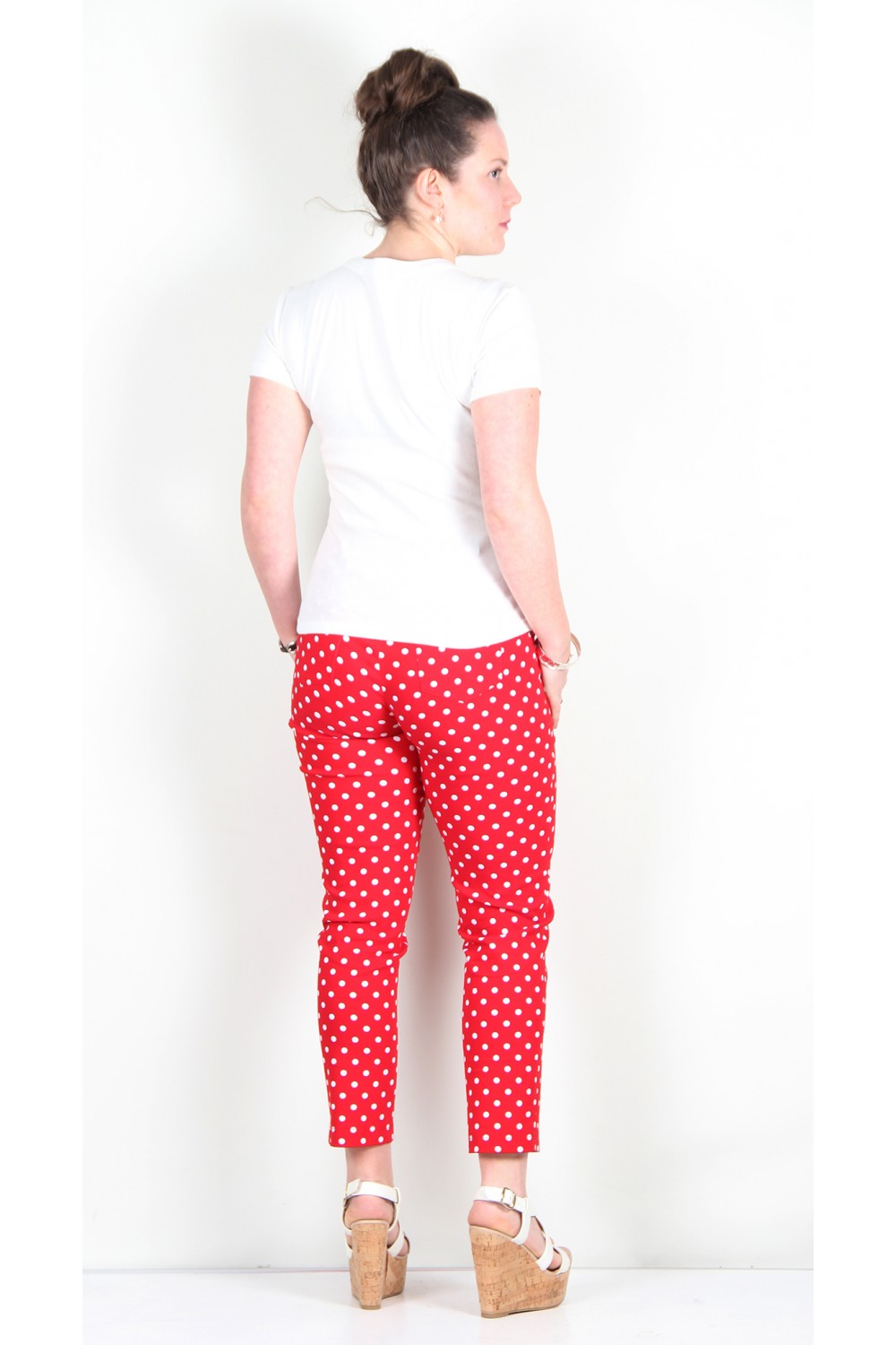 Robell Trousers Bella 09 Polka Dot 7/8 Crop Red