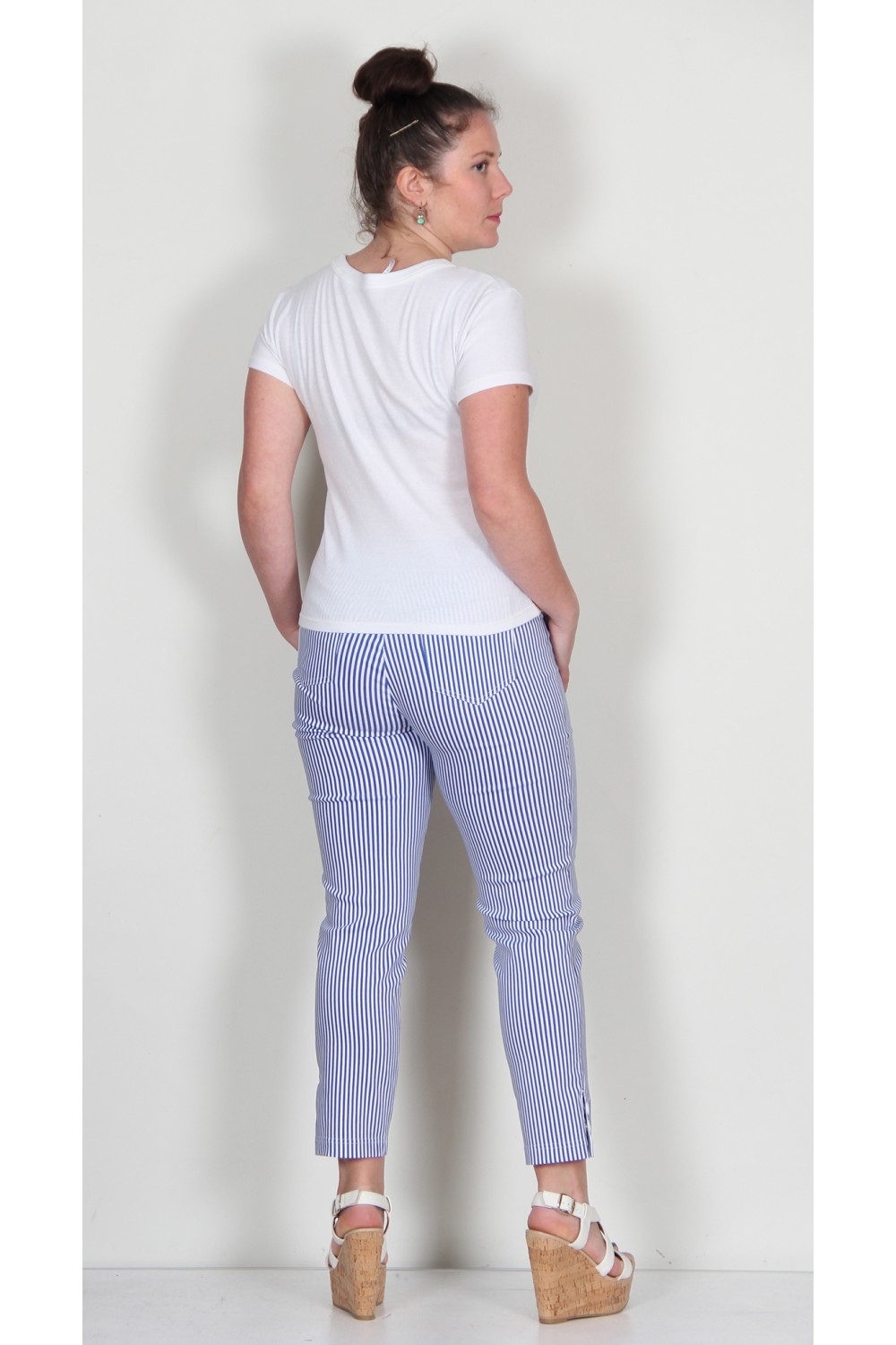 Robell Trousers Bella 09 Pinstripe French Blue