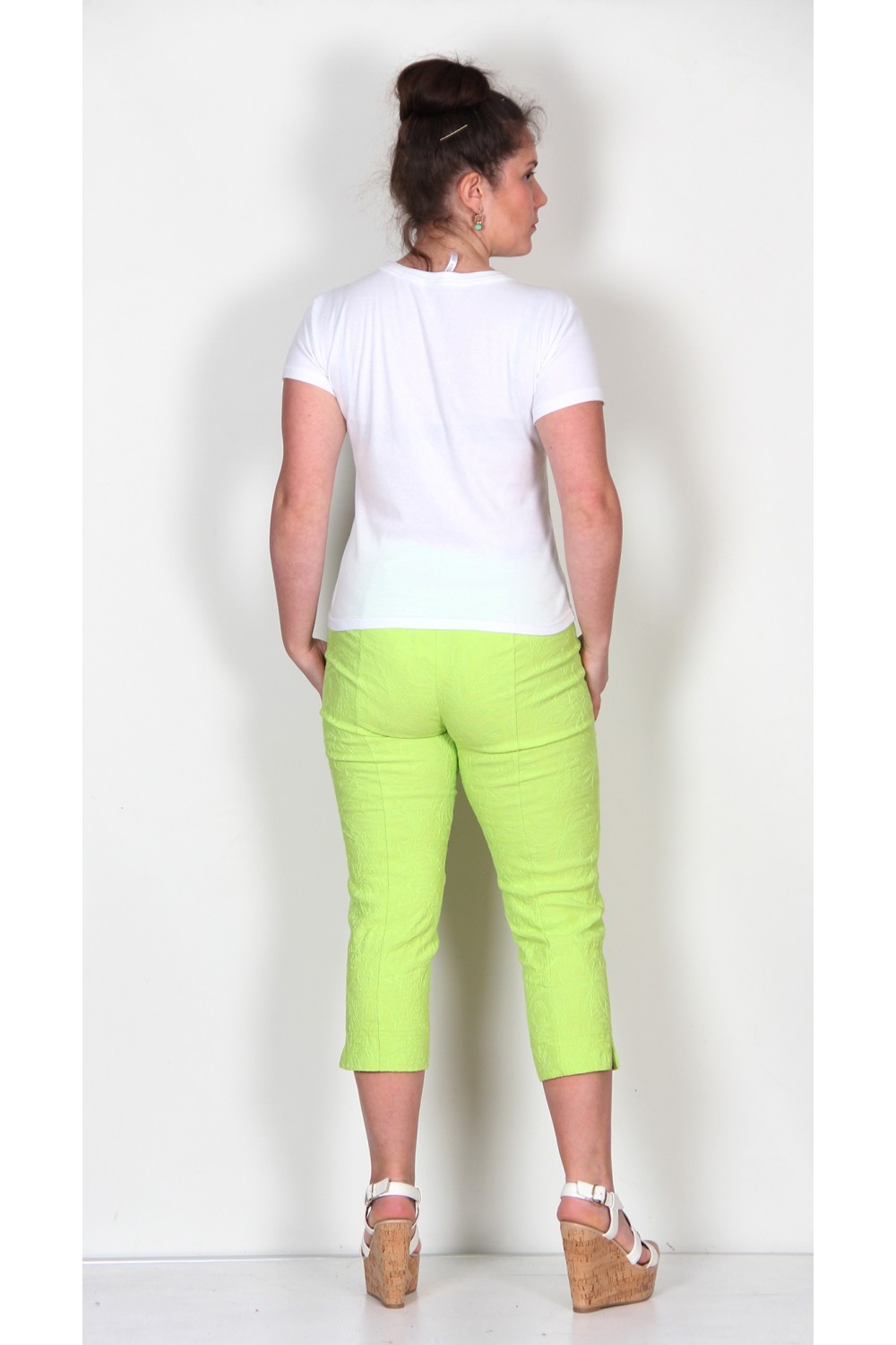 Robell Trousers Marie 07 Jacquard Crop Lime