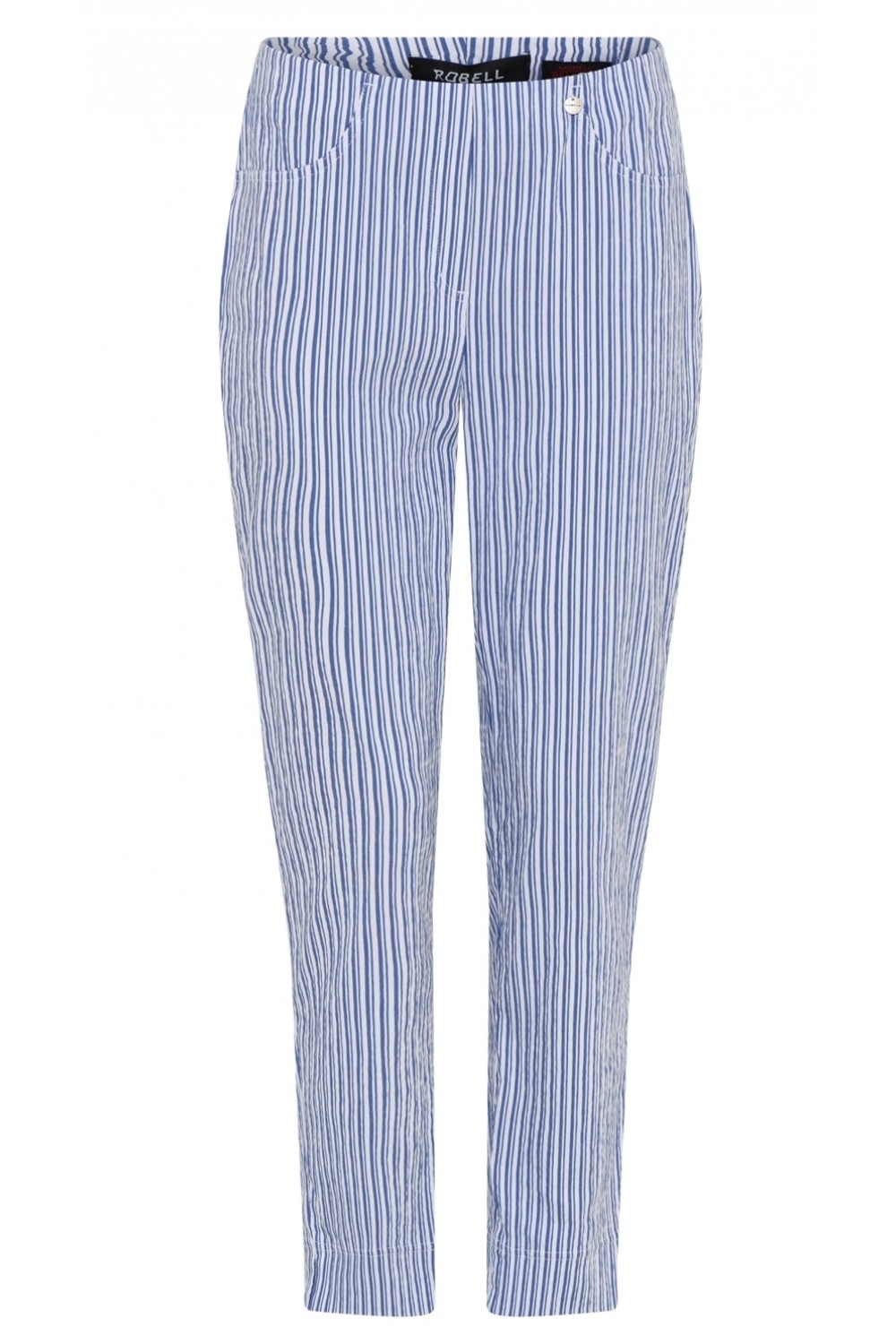 Robell Trousers Bella 09 Seersucker Stripe 7/8 Crop French Blue/White