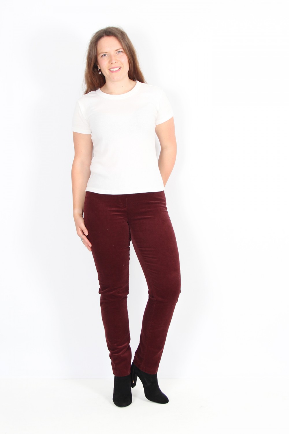 Robell Trousers Bella Fine Needlecord Claret