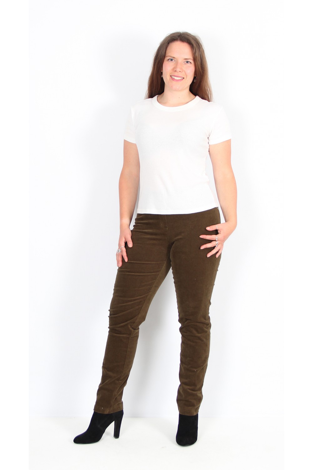 Robell Trousers Bella Fine Needlecord Dark Olive